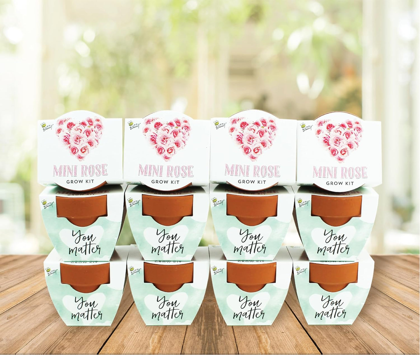 BUZZY Seeds Love Collection Mini Rose Terracotta Grow Pots, 12-Pack Gardening Kit Ideal for Wedding Favors, Baby Shower Prizes, Valentine’s