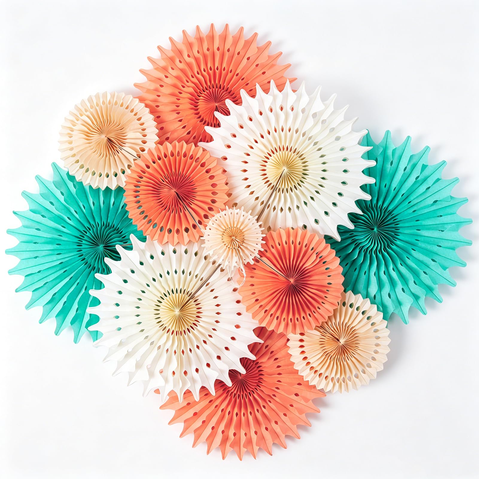 SUNBEAUTY Pack of 11 Hanging Honeycomb Paper Fans Party Decoration Paper Decoration for Birthday