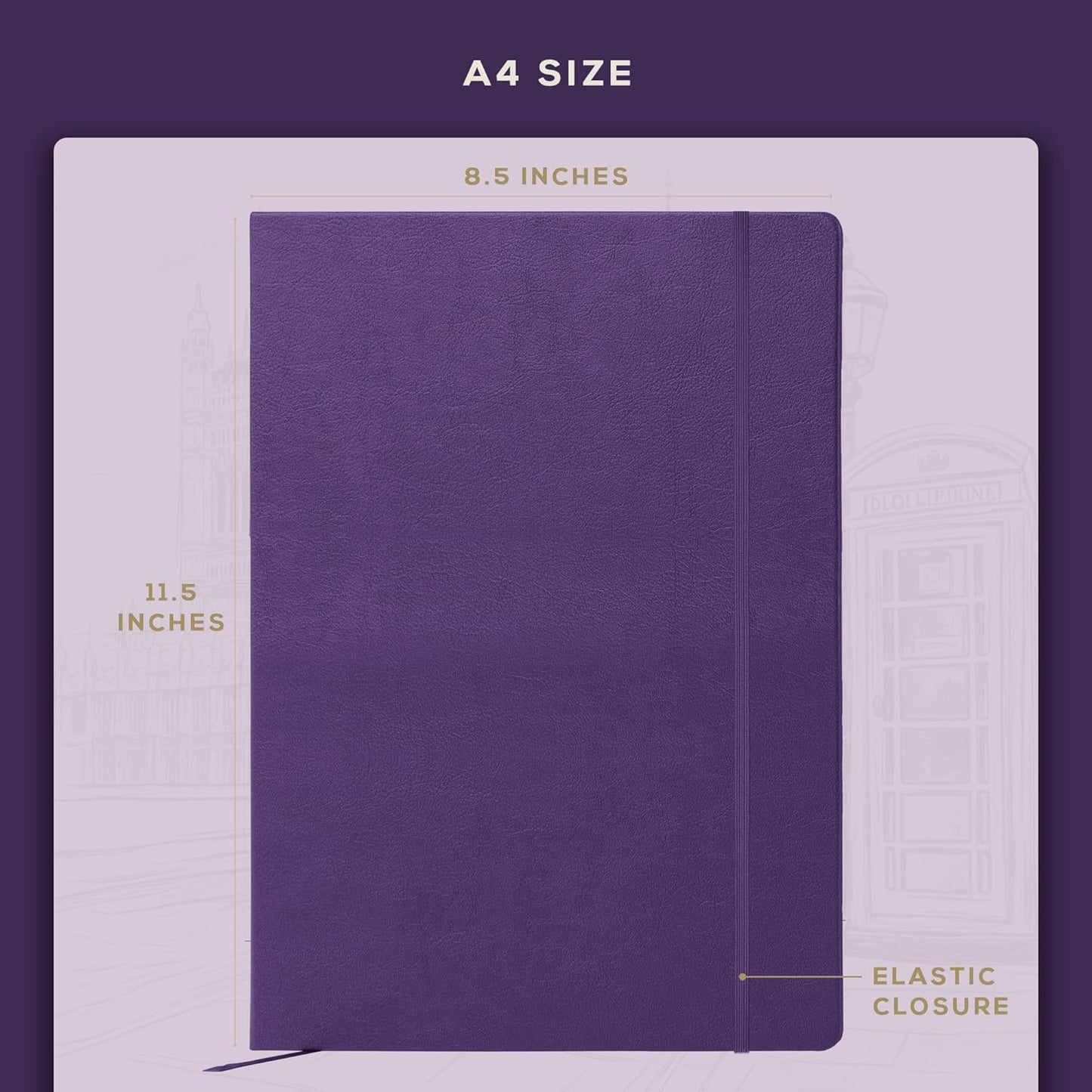 Beechmore Books A4 Sketchbook ??8.5x11 Premium Vegan Leather Bound Large Sketch Book Hardcover with 156 Thick 160gsm Perforated Ivory Pages, Blank Sketch Pad, Gift Boxed, Back Pocket, Ribbon Bookmark