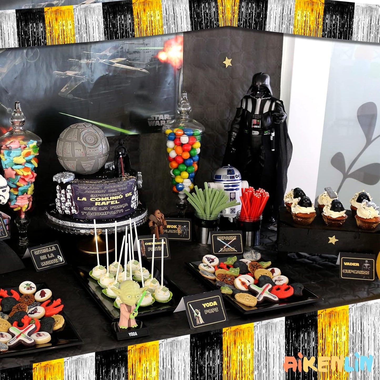 10 Pack 10 Feet Foil Fringe Garland Metallic Tinsel Streamers Banner Wall Hanging Backdrop for Parade Floats, Notorious One Birthday Roaring 20s Graduation Party Decorations(Black Gold Silver)