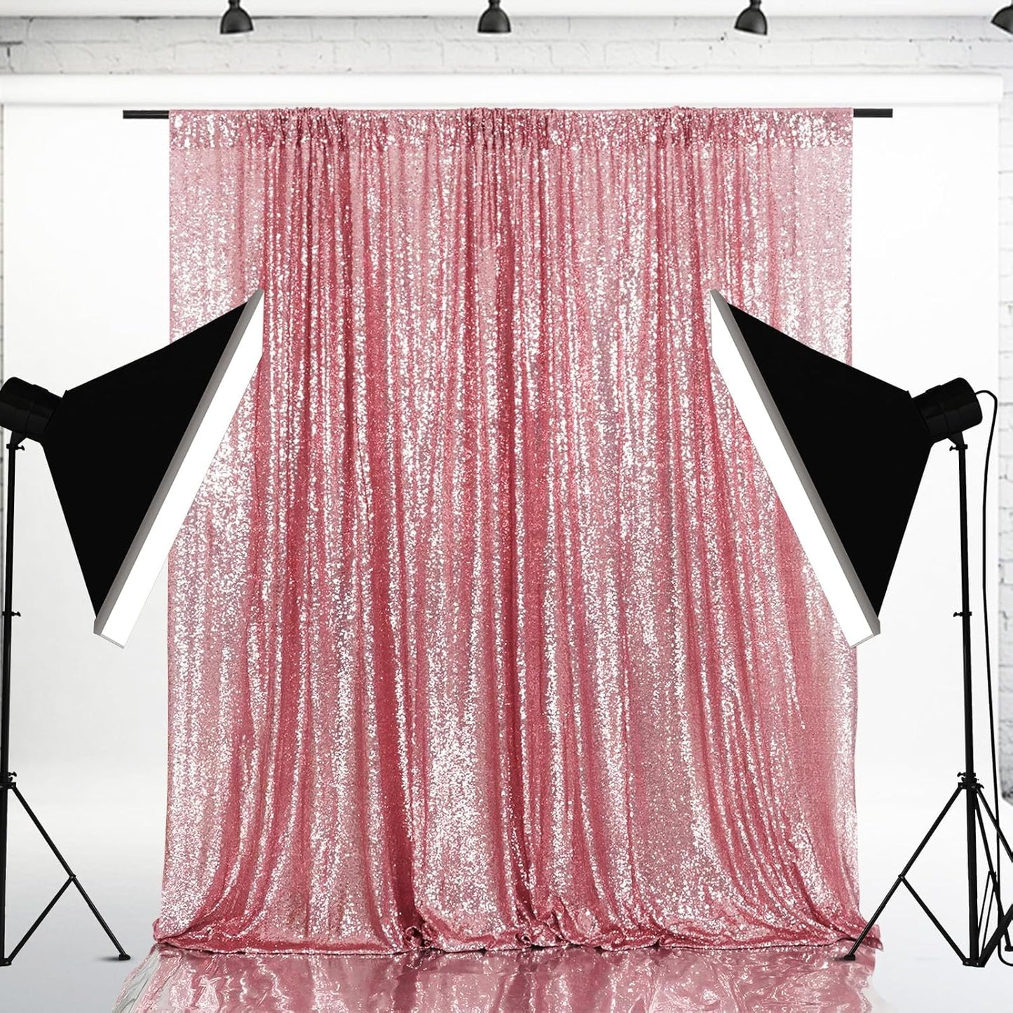 Eternal Beauty Fuchsia Pink Sequin Backdrop, 4x7 Ft Glitter Background Curtains for Shimmer Photography Party Wedding Birthday Back Drop Decor