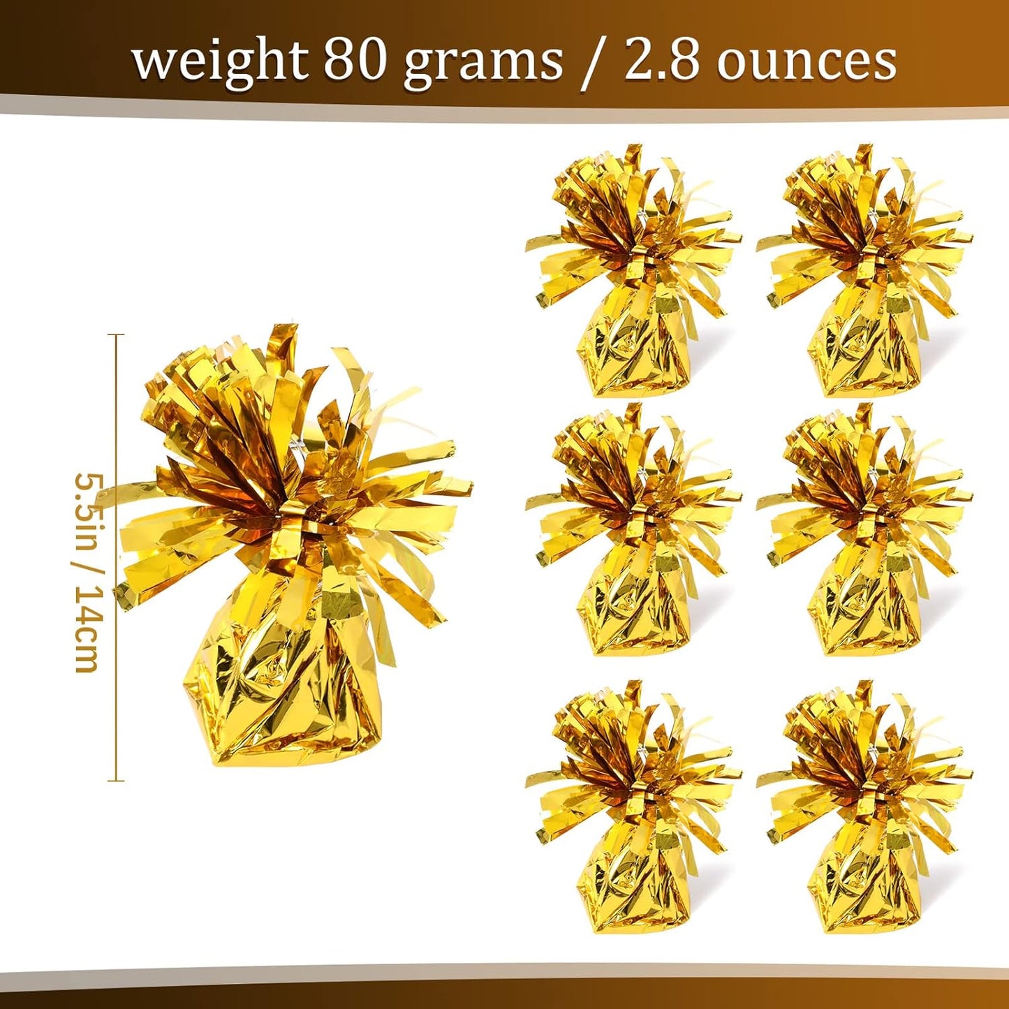 56 Pcs Balloon and Balloon Weights, 50 Pieces Balloons Decorative Birthday Confetti Balloons 6 Pieces Balloon Weights Pack Holder Balloons Party Wedding Birthday Decors(Black, Gold Series)