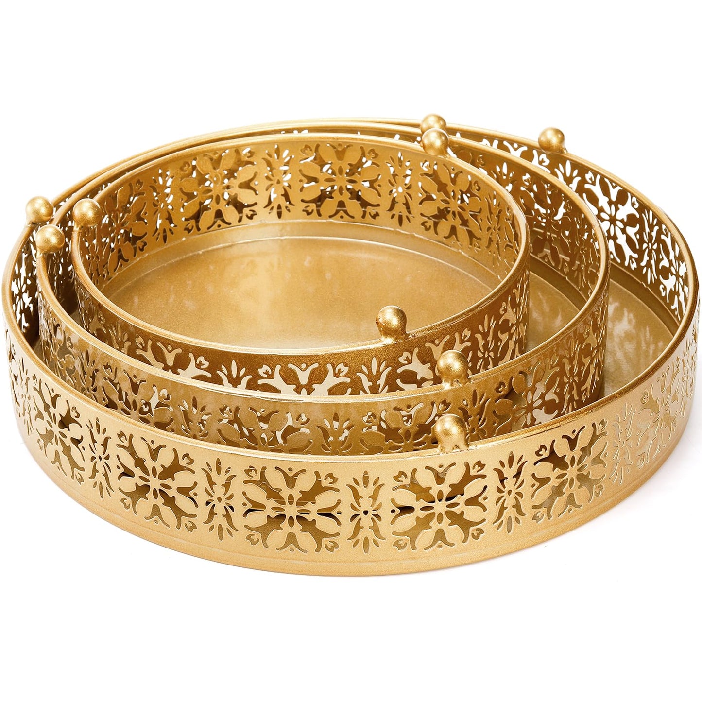 Coloch 3 Pieces Golden Cake Stand Set, 8/10/12 Inch Round Metal Dessert Display Stand Decorative