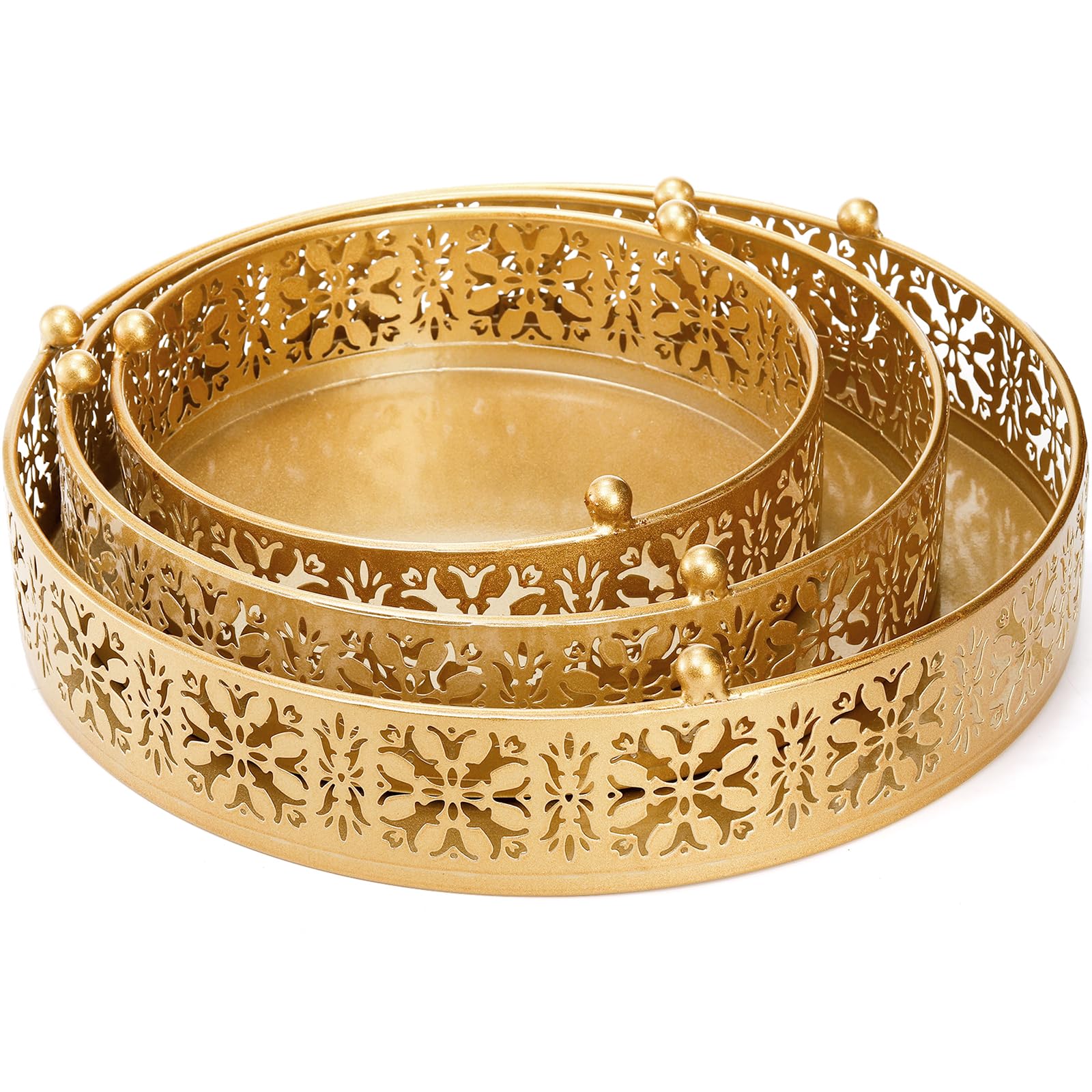 Coloch 3 Pieces Golden Cake Stand Set, 8/10/12 Inch Round Metal Dessert Display Stand Decorative
