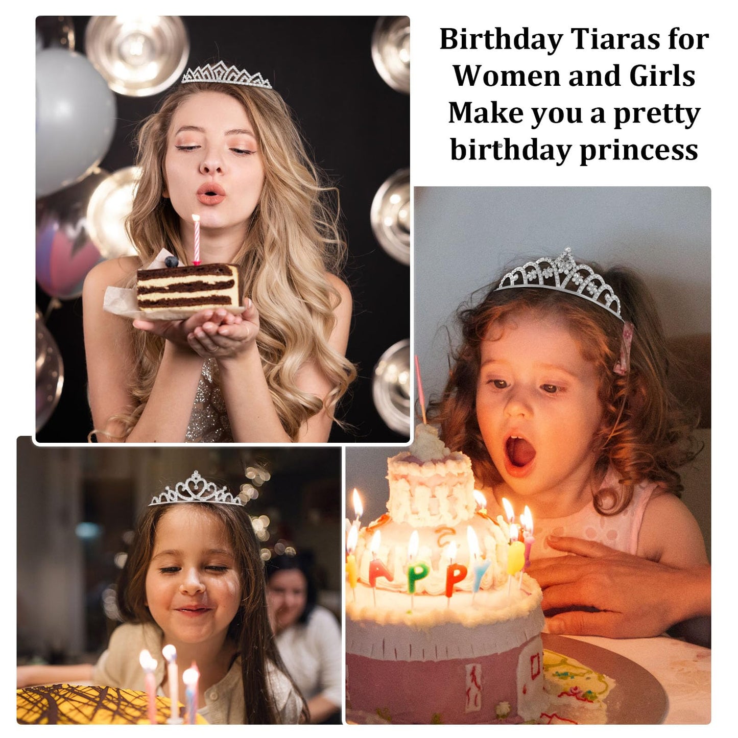Tihebax 16 Pcs Tiaras Crowns Headbands for Women Girls Silver Princess Tiara Bulk Crown Tiaras