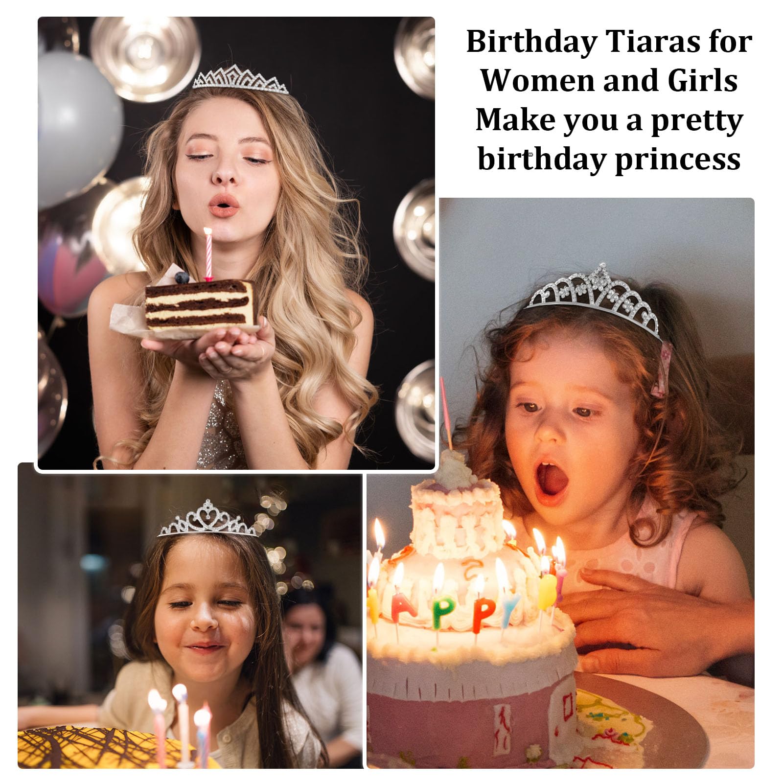 Tihebax 16 Pcs Tiaras Crowns Headbands for Women Girls Silver Princess Tiara Bulk Crown Tiaras