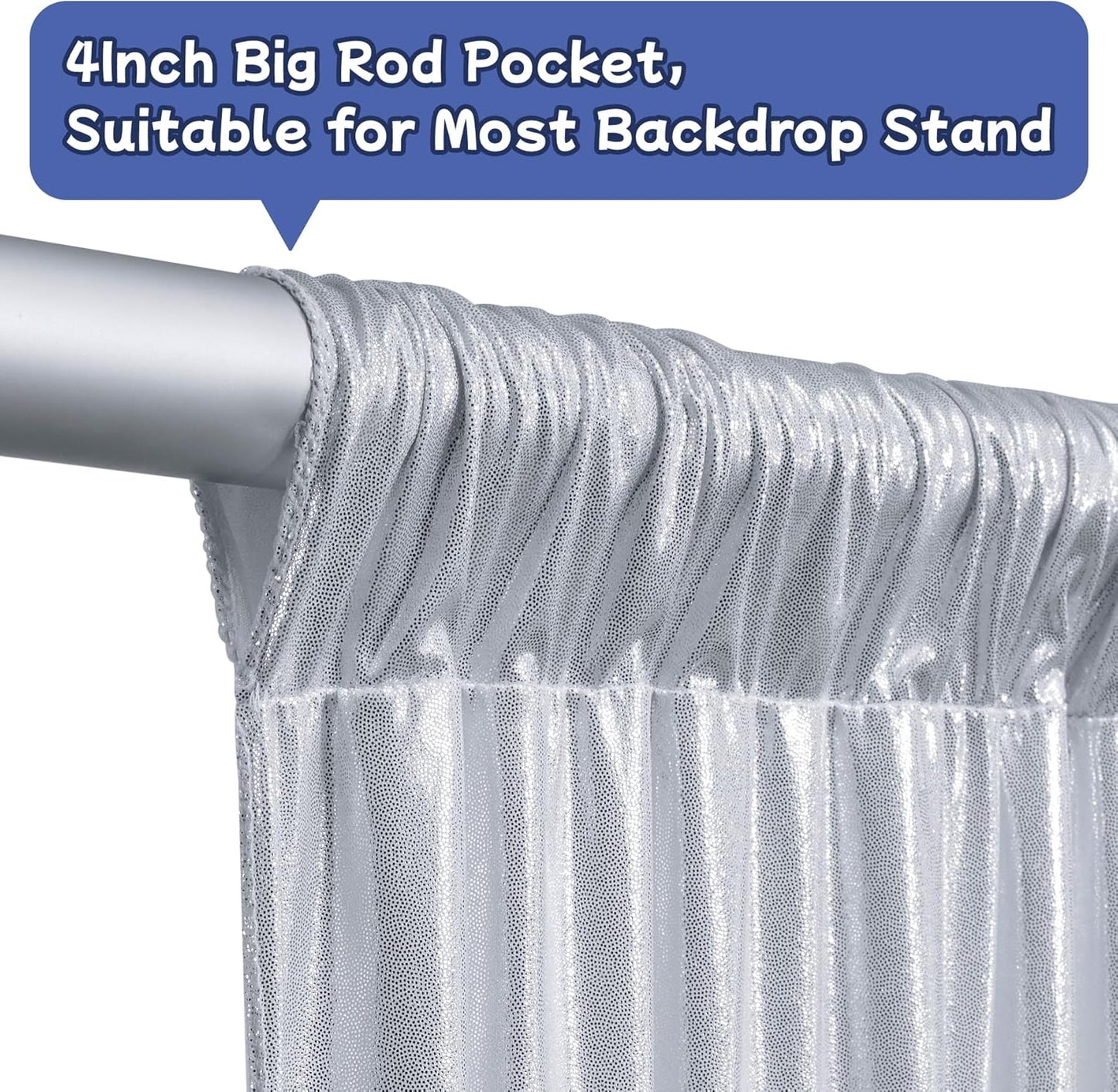 leegleri 20x10ft Thick Silver Glitter Backdrop Curtain Panels for Parties, Wrinkle Free Sequin Sparking Photo Backdrop Drapes, 4 Panels 5x10ft Shimmer Back Drop Cloth for Wedding Birthday Photography