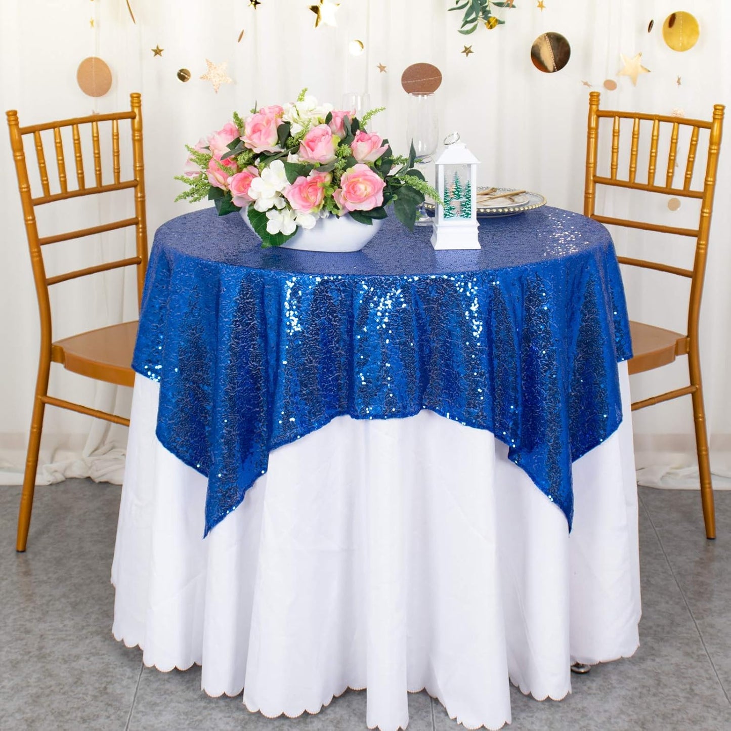 ShinyBeauty Sequin Tablecloth-Royal Blue Sequin Table Overlay and Sequin Tablecloth/Linen for Wedding/Party/Event/Decoration-Royal Blue