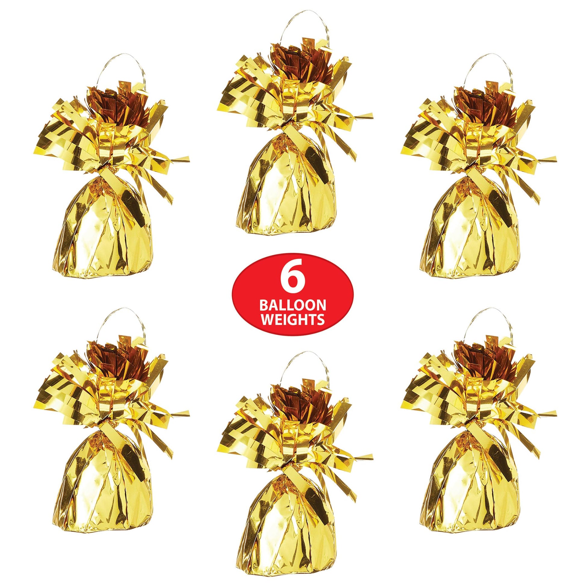 Beistle Metallic Wrapped Balloon Weight – 6 Pack, Gold Balloon Centerpiece Bouquet Holders, Party