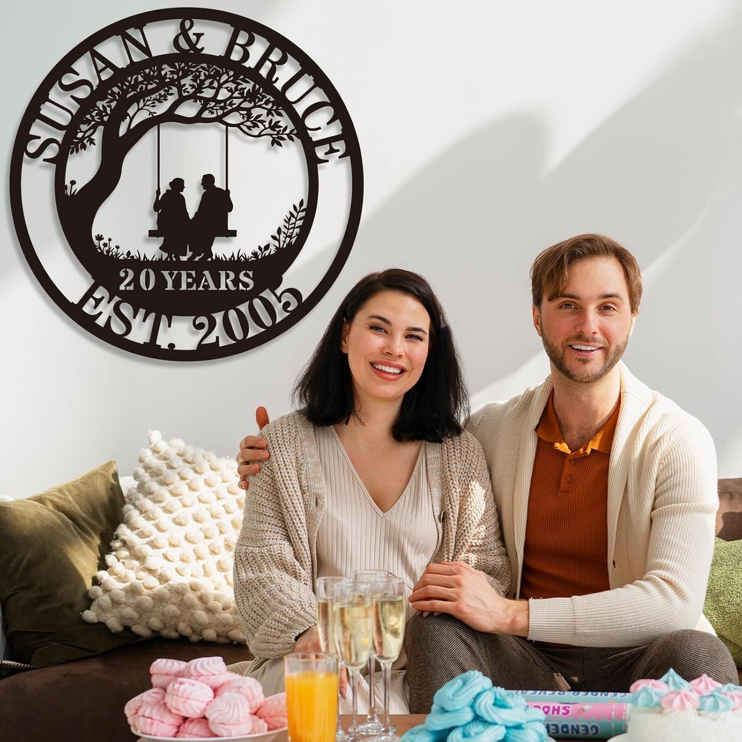 Personalized Wedding Anniversary Sign Gifts,Custom 50th 40th 65th 60th 25th 20th 10th 5th 70th Anniversary Metal Sign,Wedding Gifts for Couples,House Warming Gifts New Home,Custom Name Sign