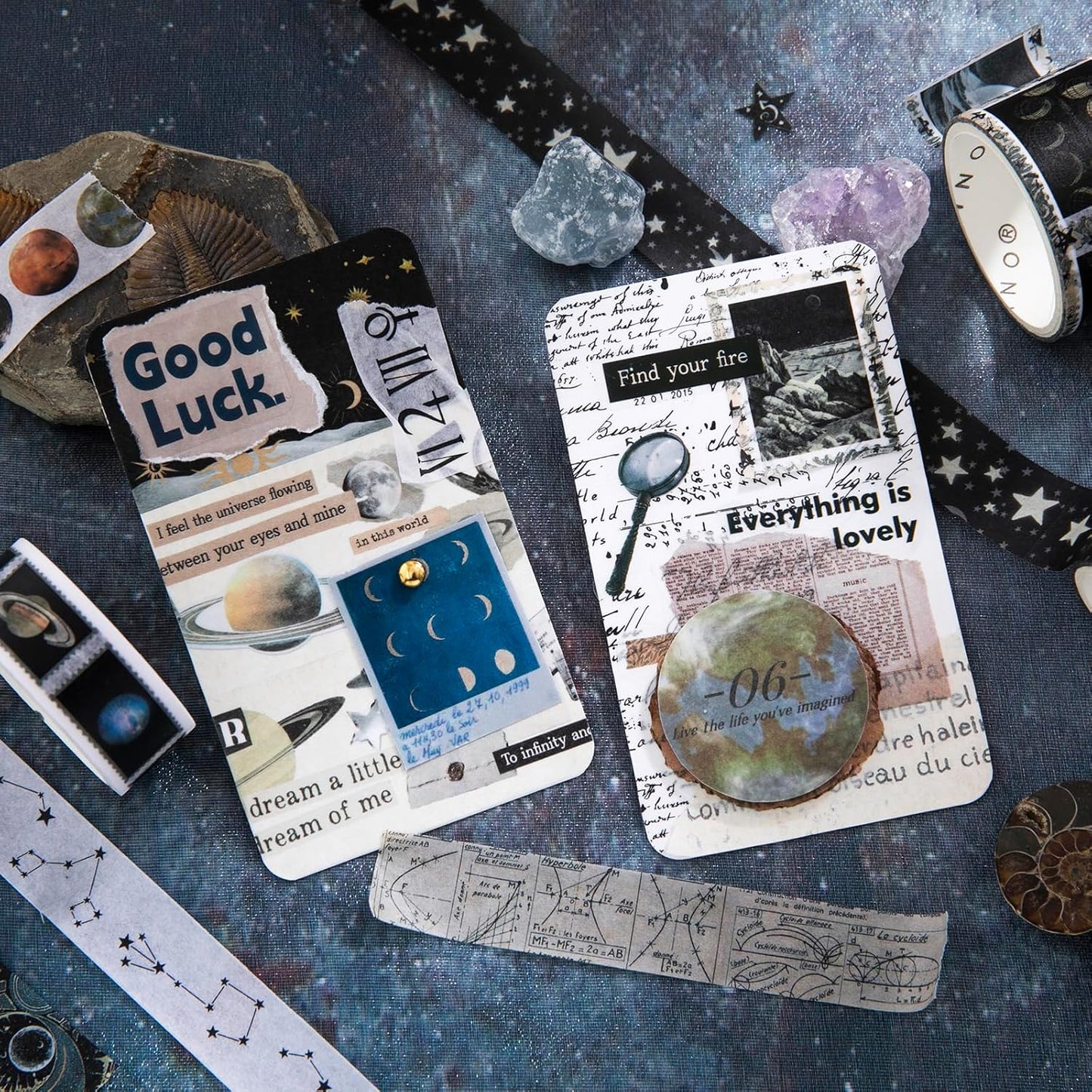 18 Rolls Celestial Washi Tape Set Galaxy washi Tape for Crafts and Journaling DIY washi Tape for journaling Decorative Tape for Scrapbook Scrapbooking Supplies