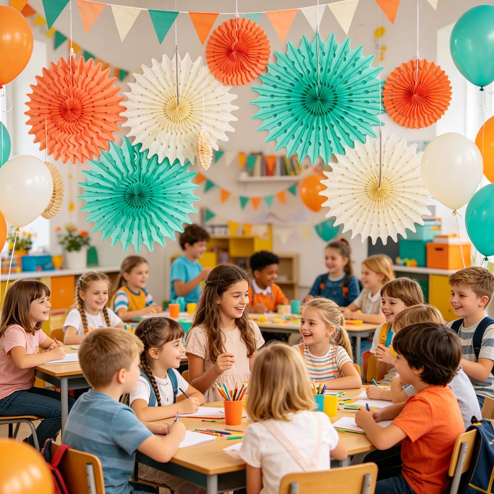 SUNBEAUTY Pack of 11 Hanging Honeycomb Paper Fans Party Decoration Paper Decoration for Birthday