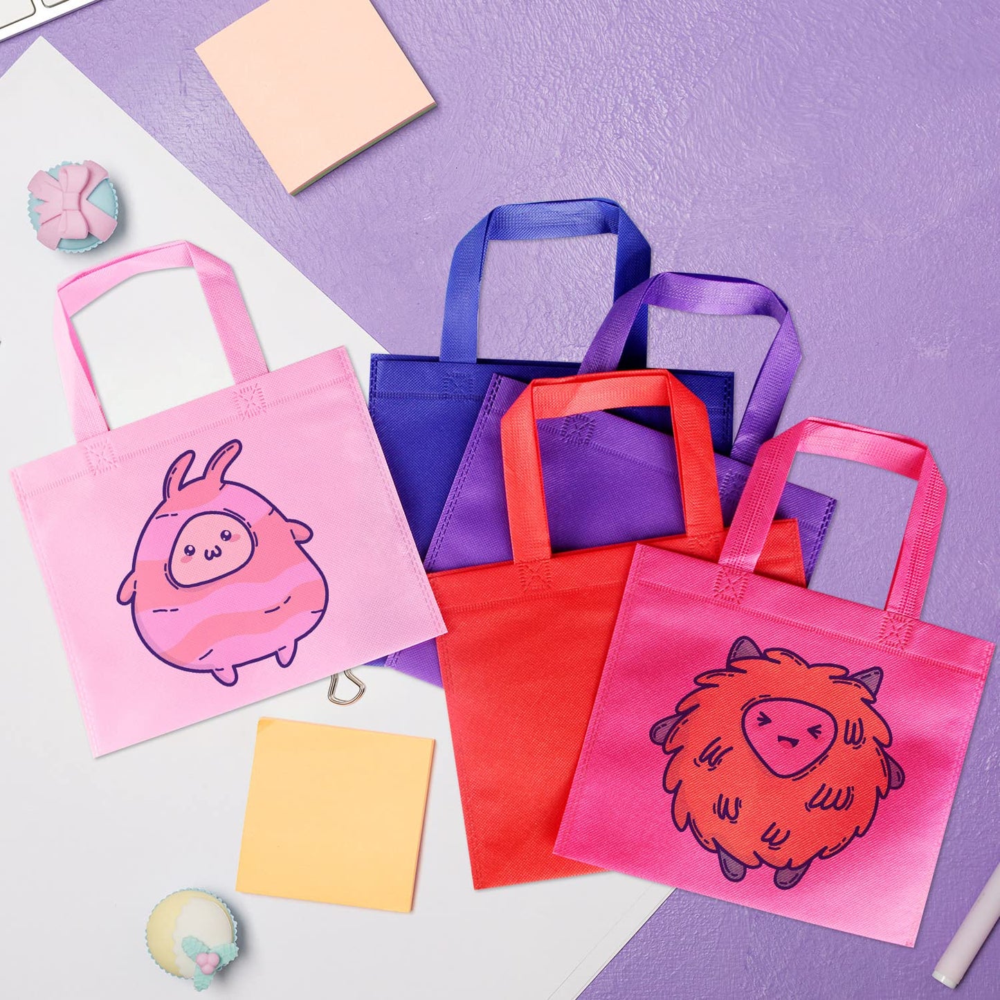GITMIWS 30 Pack Non Woven Party Favor Bags, 9.8'' Small Reusable Kids Tote Bags with Handles