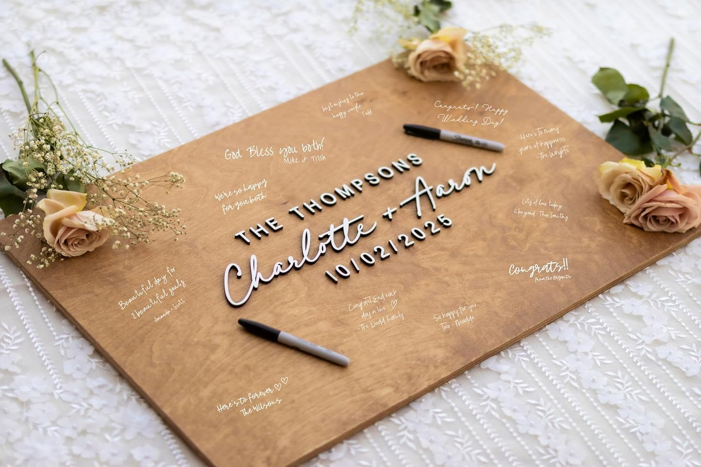 Personalized Last Name Guest Book, Unique Guest Book Sign, Custom Alternative Guest Book, Wooden Guest Book, Wedding Ceremony Guestbook Sign (Design 6)