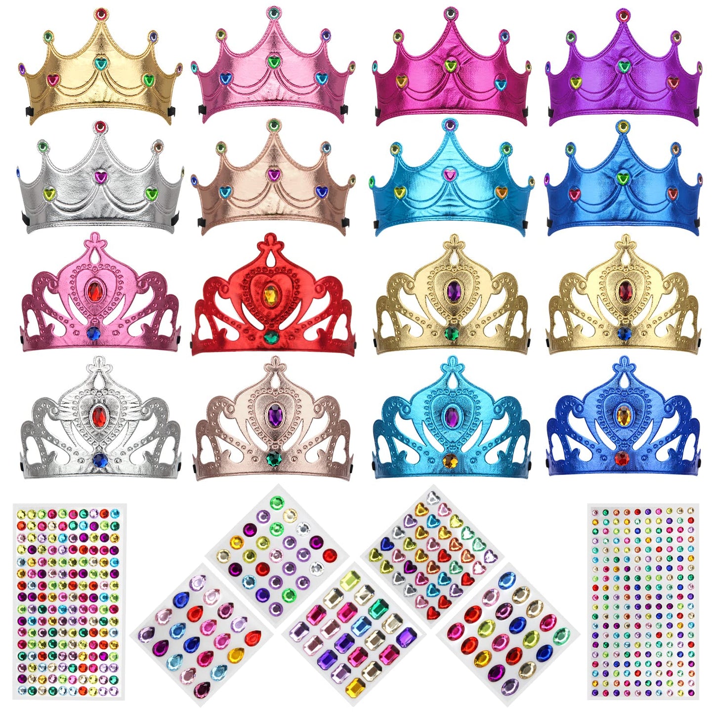 23 PCS Foam Crowns Set DIY Party Princess Tiaras Crowns, Make Your Crowns
