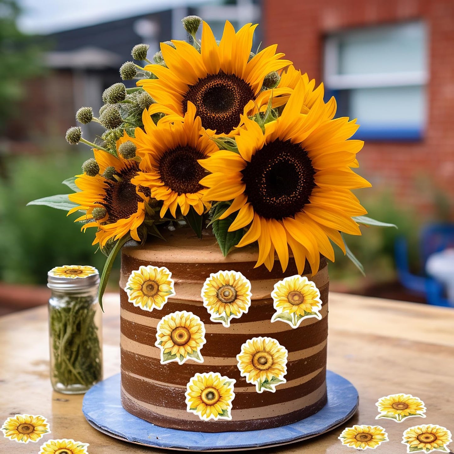 48 Pack Edible Sunflowers Cupcake Toppers Wafer Paper Floiwers Cupcake Picks Edible Yellow Sun Flower Cake Decor for Sunflower Theme Party Wedding Baby Shower Birthday Supplies (Sunflowers)