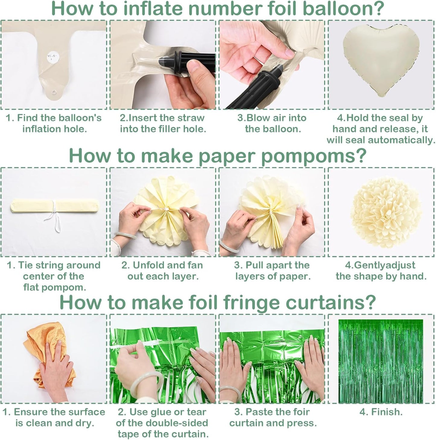 Sage Green 18th Birthday Decorations for Boys Girls Gold Number 18 Balloon Nude Gold Happy Birthday Banner Fringe Curtain Paper Pom Poms Olive Green Cream White Sand Star Foil Balloons Party Decor