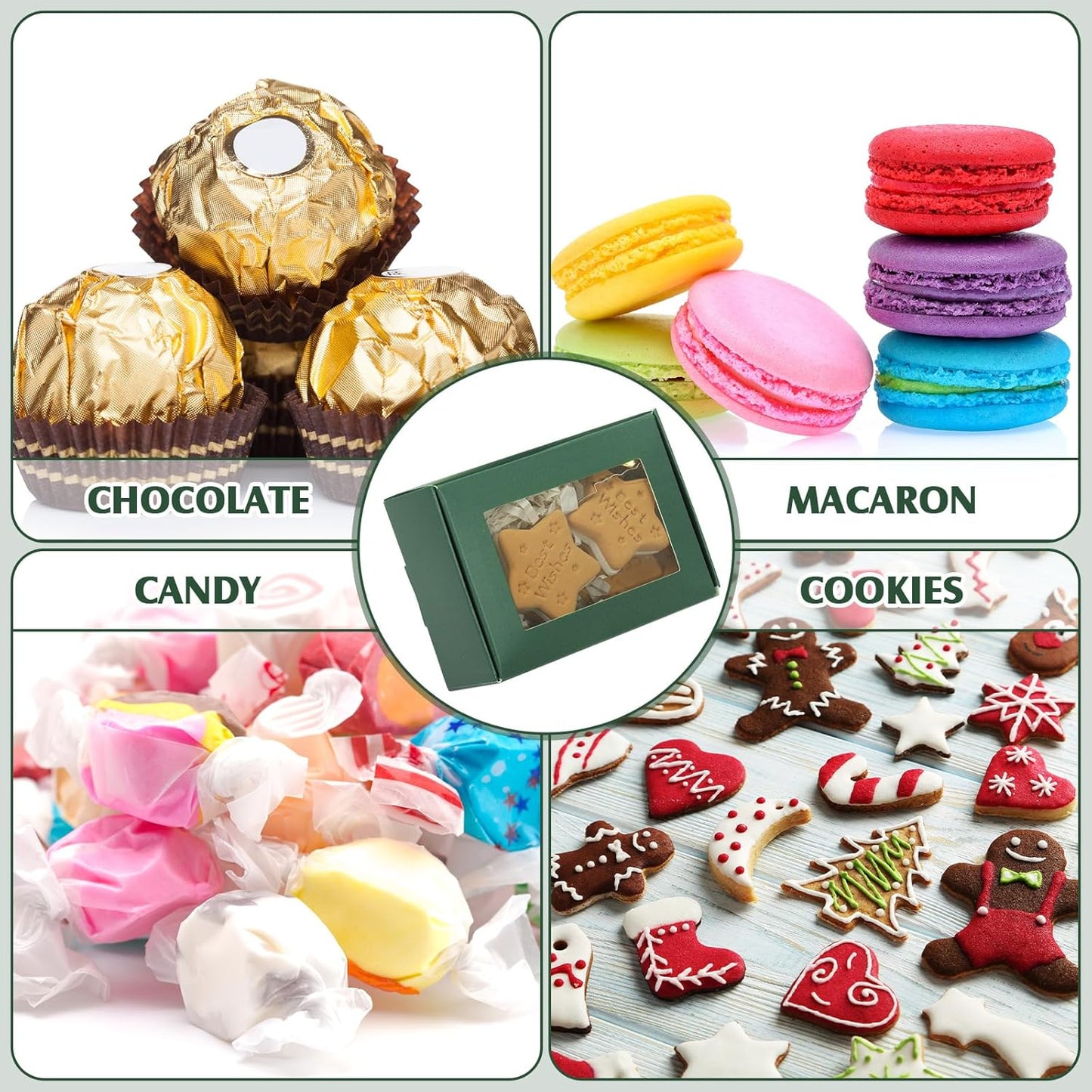 Zonon 30 Pcs Soap Boxes for Homemade Packaging, Mini Kraft Treat Boxes with Window for Bakery Candy Soap Making Gift Packaging(3.7 x 2.6 x 1.37 Inch,Green)