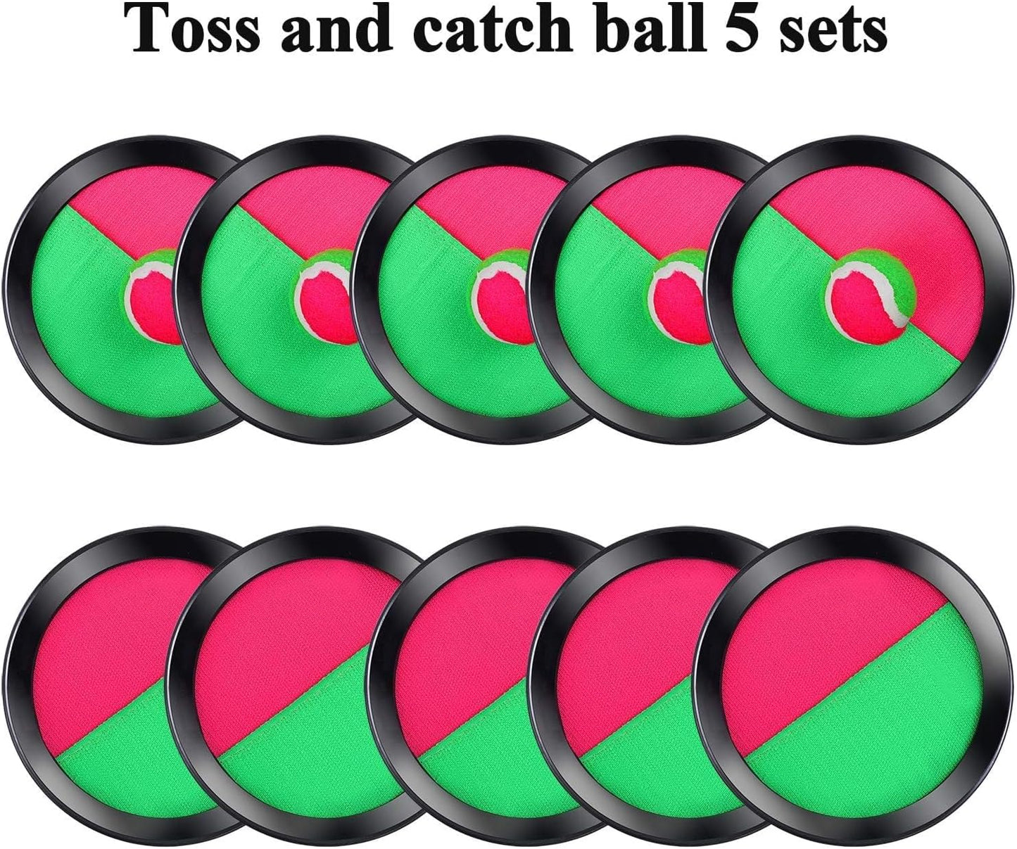 Cooraby Toss and Catch Paddle Game 5 Set Paddle Toss and Catch Ball Sport Games Suitable for Sports, Beach and Party Favor with Storage Bag, 10 Paddles and 5 Balls