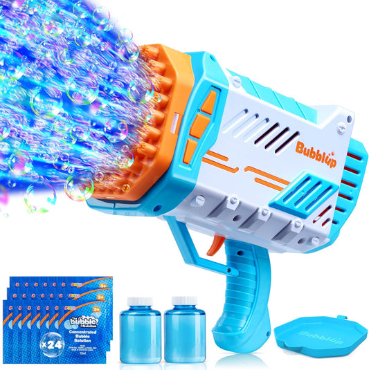 Sloosh Bubble Machine Guns, 69 Holes Bubble Gun Blaster Blower for Kids Adults, Colored Lights Bazooka Rocket Shape with Solution Outdoor, Summer Toys, Gifts, Party Favors, Wedding, Birthday, Easter