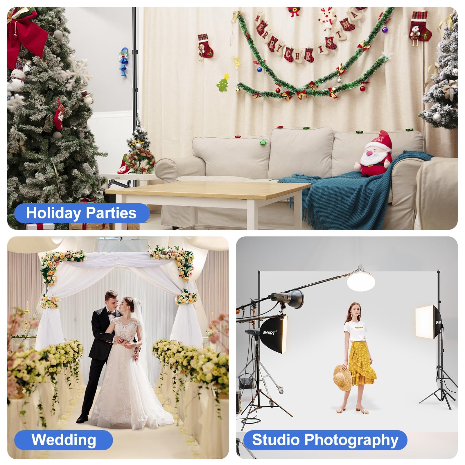 EMART Backdrop Stand 10x7ft(WxH) Photo Studio Adjustable Background Stand Support kit with 2