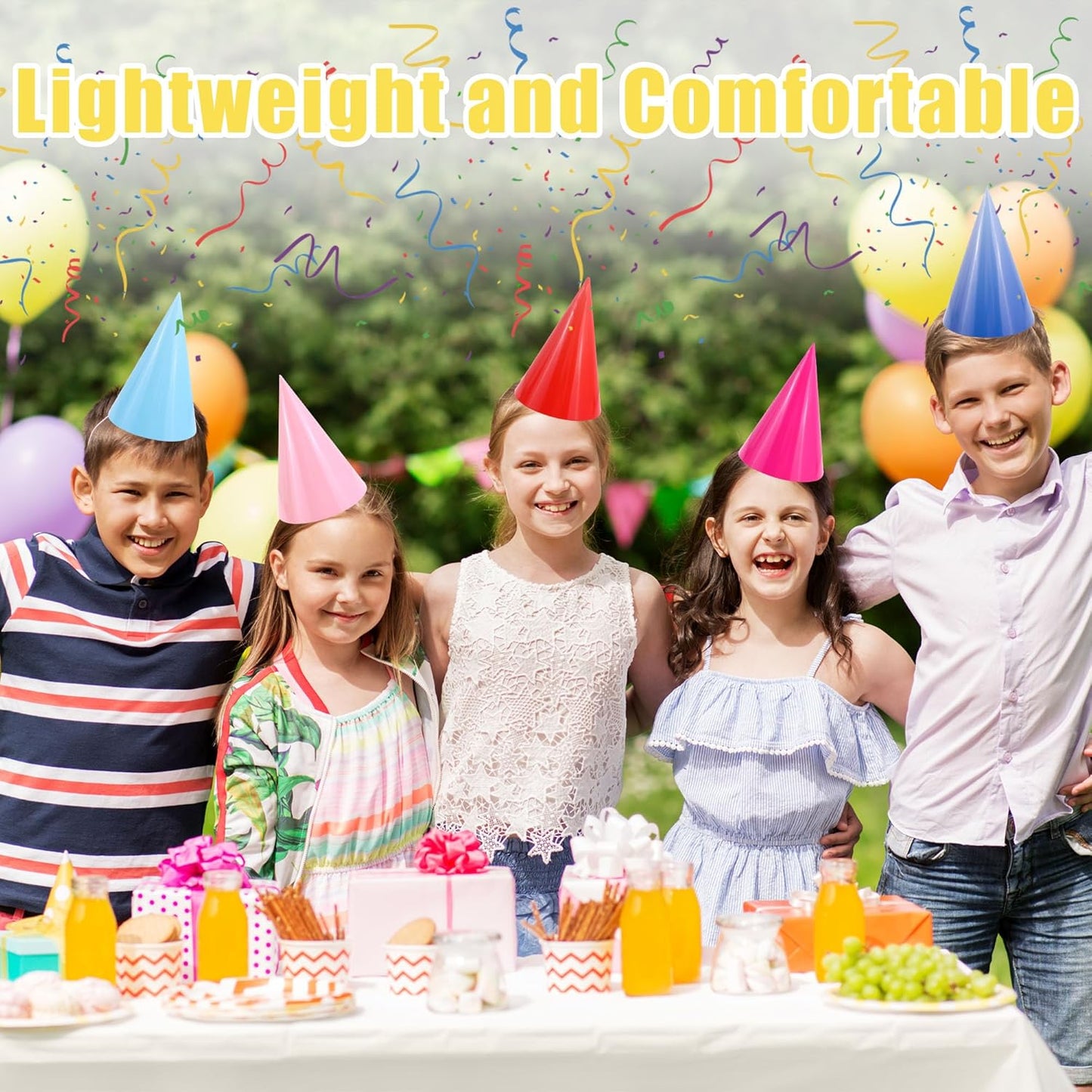 CANREVEL Party Hats for Kids and Adults, Birthday Party Headwear Supplies, Cone Hats Bulk for Girls Boy Women Men