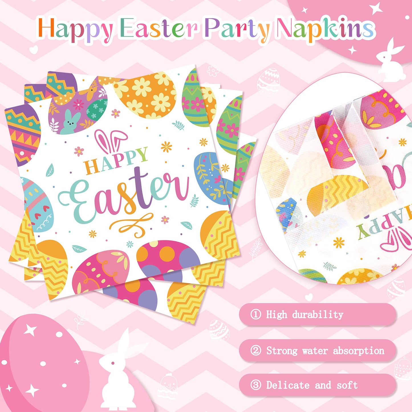 Fighting to Achieve Happy Easter Plates and Napkins, 72PCS Colorful Easter Party Supplies, Bunny
