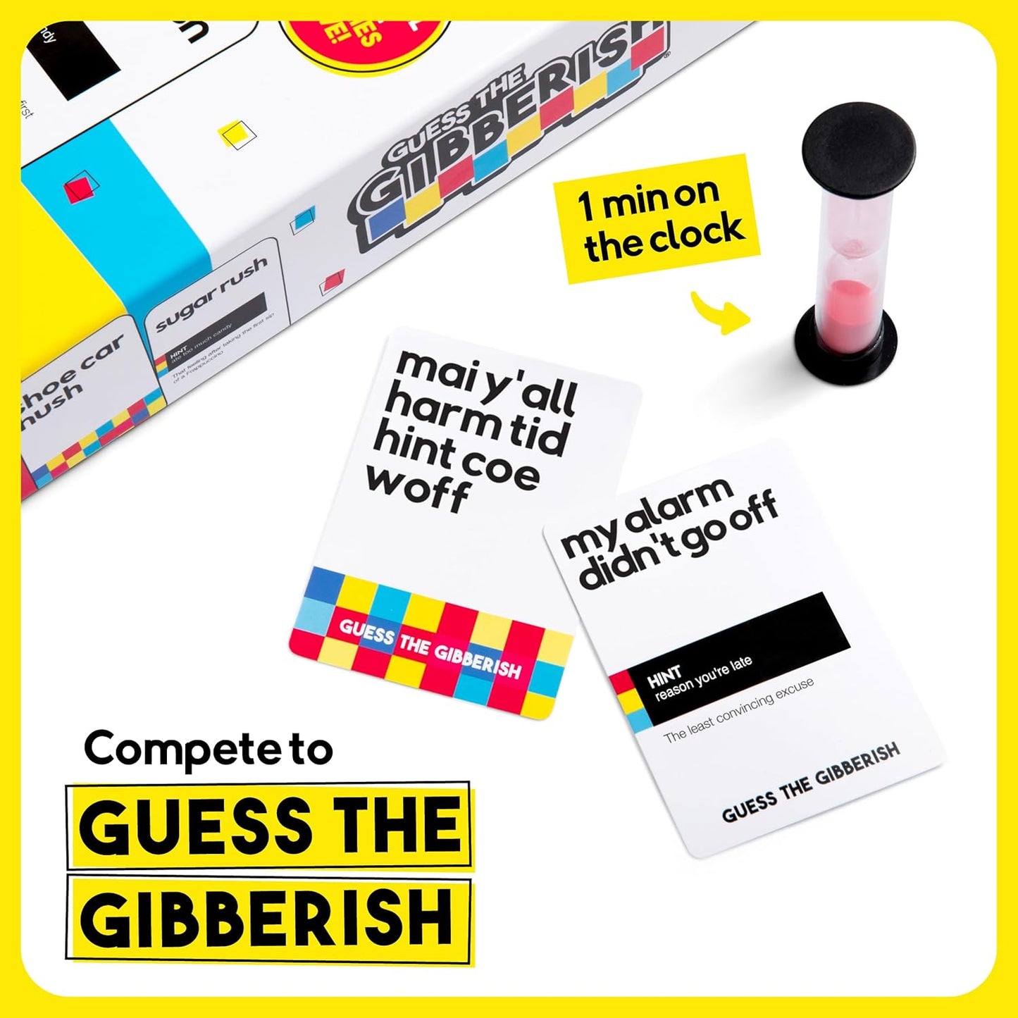 Guess The Gibberish Card Game for Families by Relatable, From The Creators of Incohereant, Fun Kids Games for Kids 12+, Game Night With Friends, Includes 400 Cards, Instructions, and 1 Sand Timer