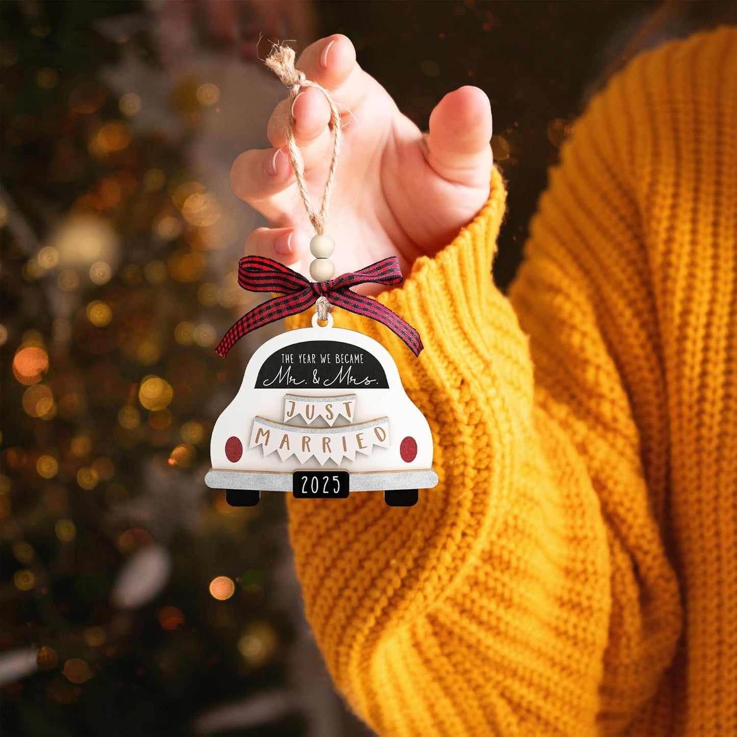 Pawzity Wedding Gifts - Mr and Mrs Gifts - Wedding Gift for Couples 2025, Bride, Future Mr and Mrs - Bridal Shower Bride Gift for Married Newlywed - Wood First Christmas Married Ornament 2025