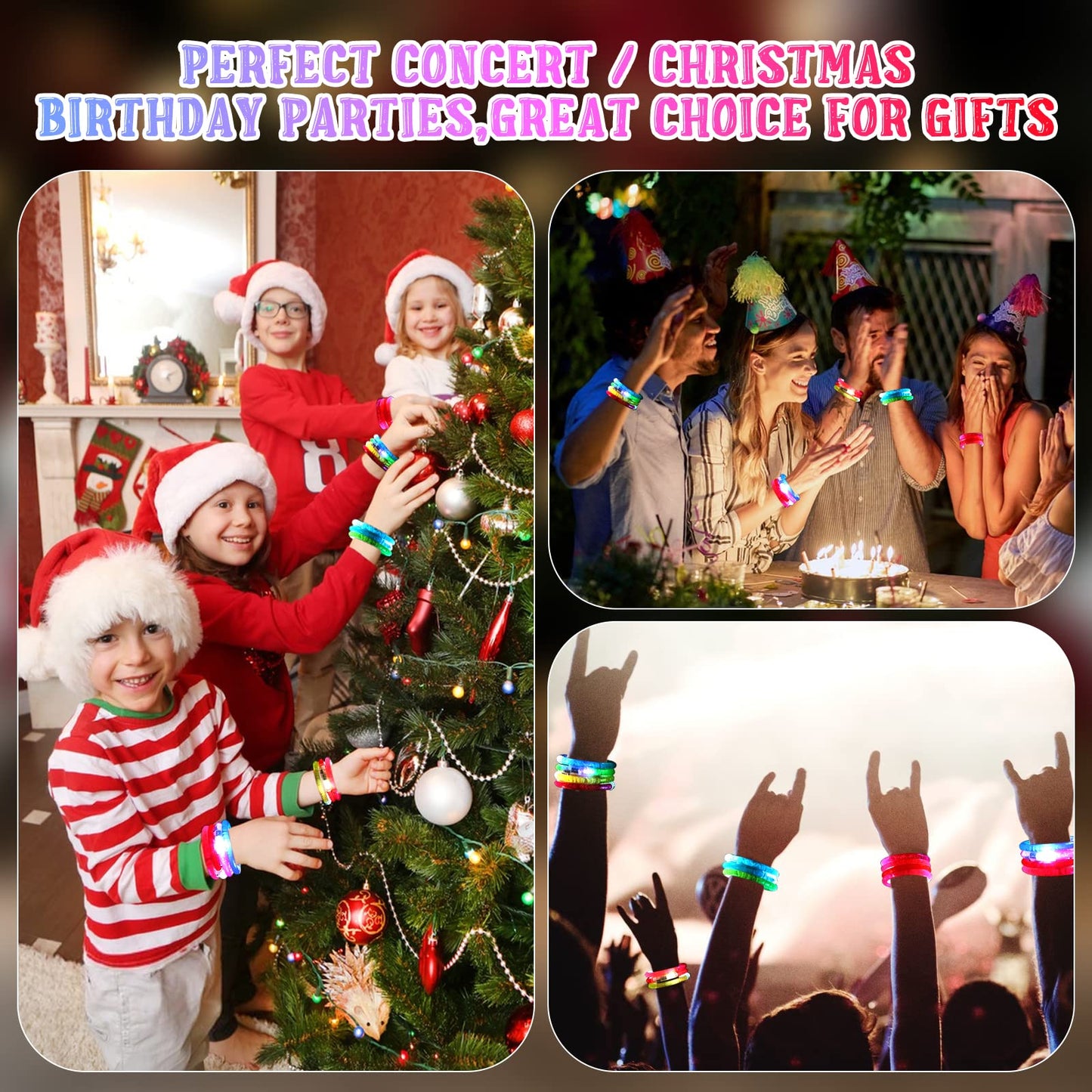 Mikulala 24Pcs Glow in the Dark Party Supplies for Kids/Adults, Flashing Light up Toys LED