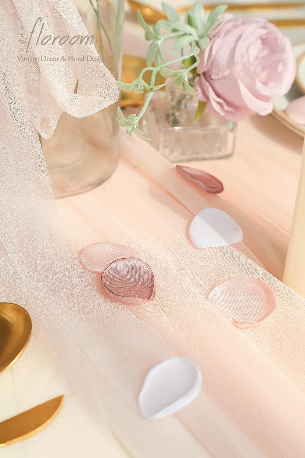 Floroom 500pcs Rose Petals Dusty Rose Blush Faux Silk Flower Petals for Wedding Flower Girl Basket Aisle Scatter Dinner Table Centerpieces Party Confetti Bridal Shower Romantic Night Decoration