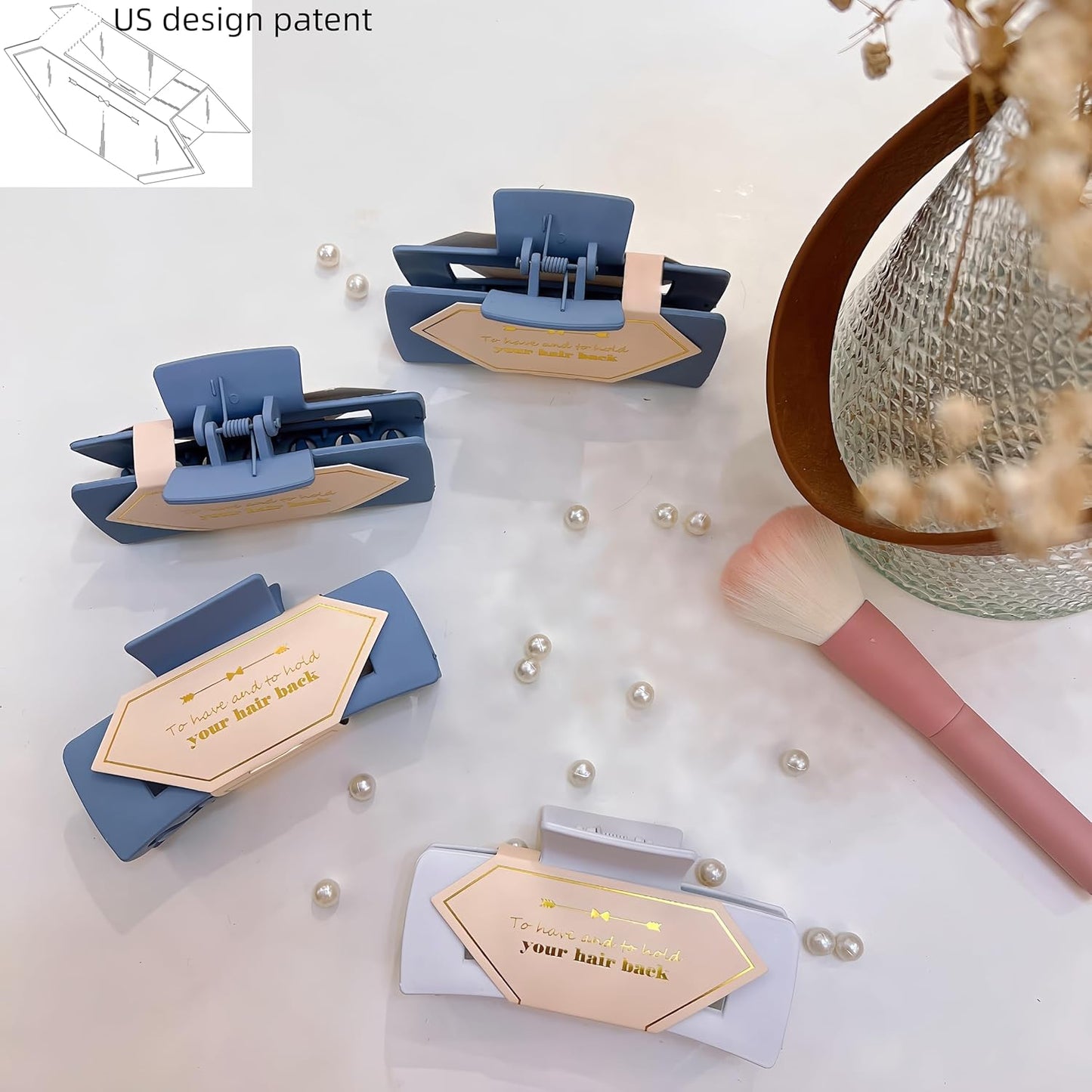 36pcs Bridesmaid Scrunchies Proposal Gifts Bachelorette Hair Claws Clips Girls heart sunglasses for Wedding Party Favors (Dusty Blue)