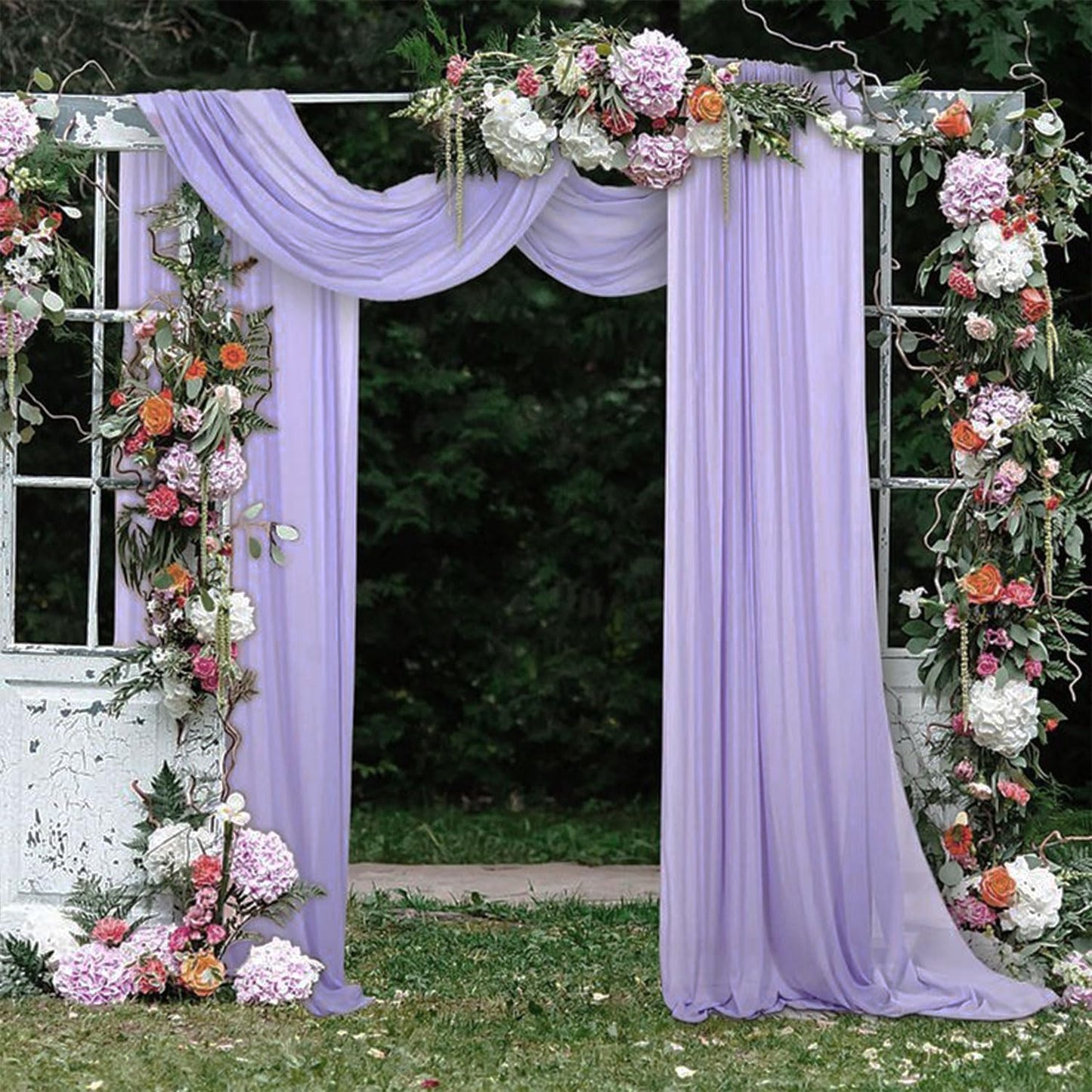 Wedding Arch Draping Fabric 4 Panels 20Ft Length x 28" Width Lilac Arch Drapes Chiffon Fabric Sheer Curtains Backdrop for Party Ceremony Wedding Ceiling Outdoor Indoor Stage Reception Decorations