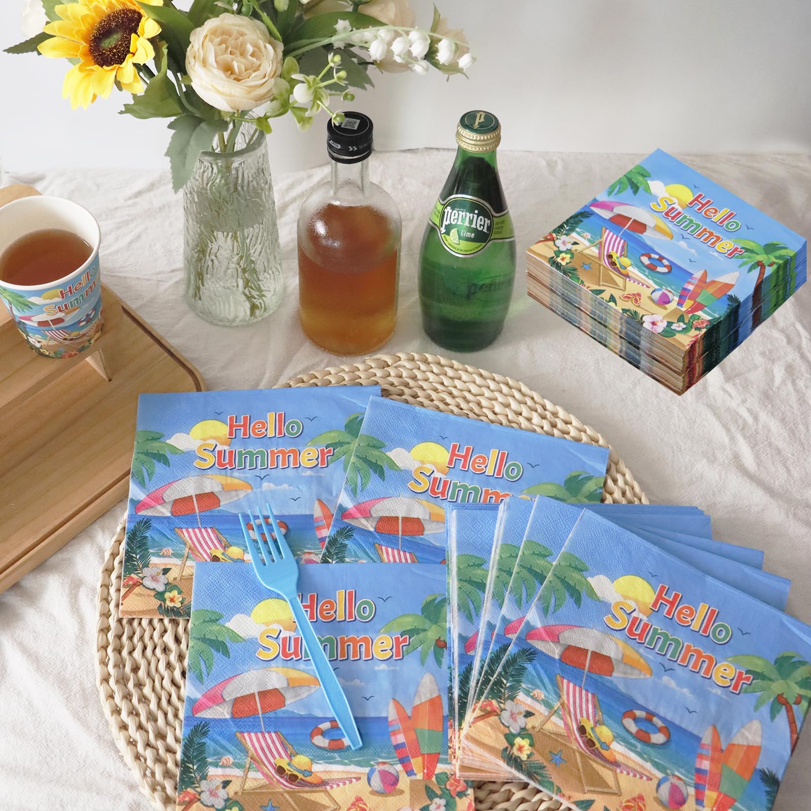 Decodinli 50 PCS Summer Beach Party Paper Napkins, Beach themed Disposable Napkins, Beach Birthday