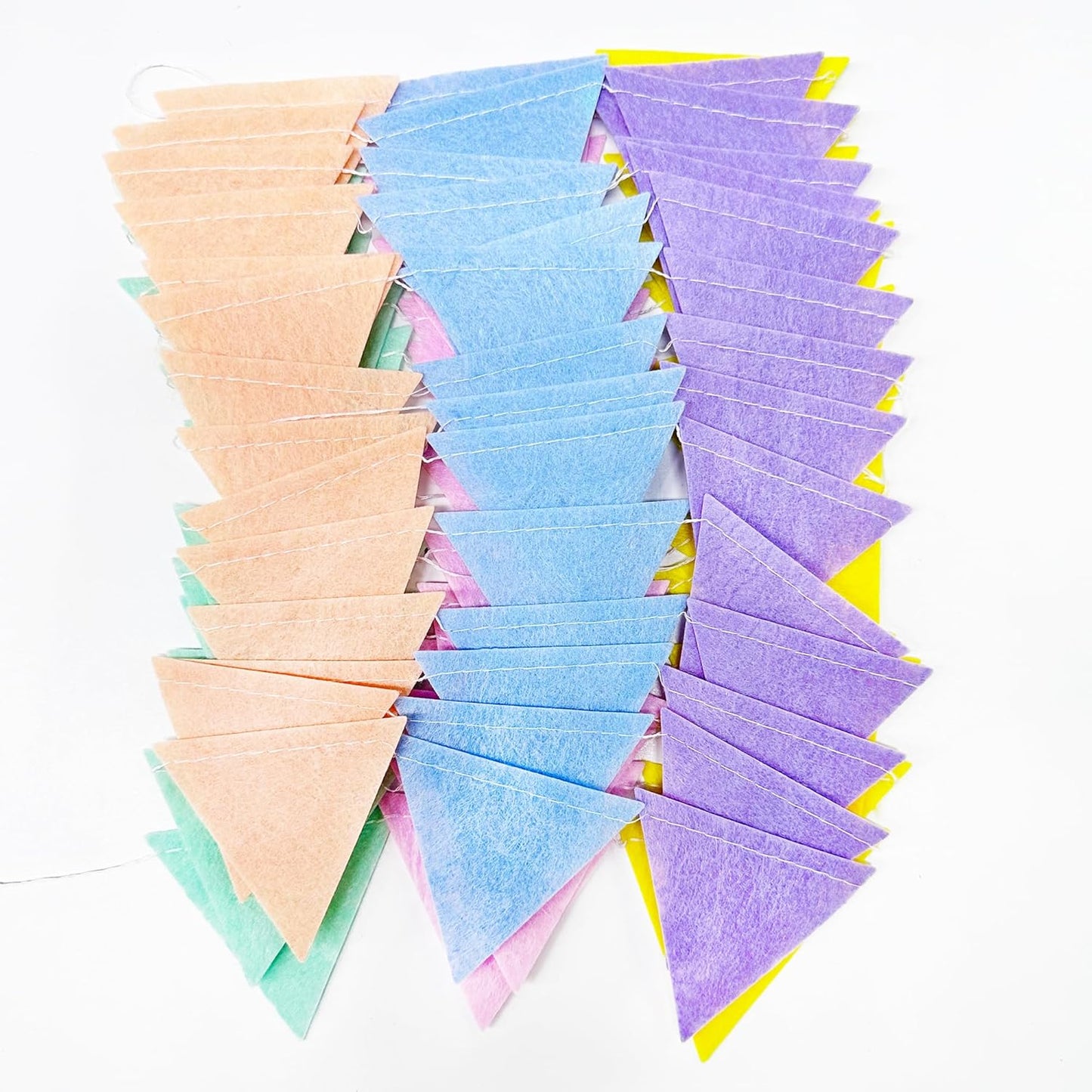 pinkblume Pastel Party Decoration Macaron Felt Hanging Triangle Mini Bunting Pennant Banner Flag for Pastel Colorful Birthday Wedding Baby Shower Engagement Spring Easter Party Classroom Nursery Decor