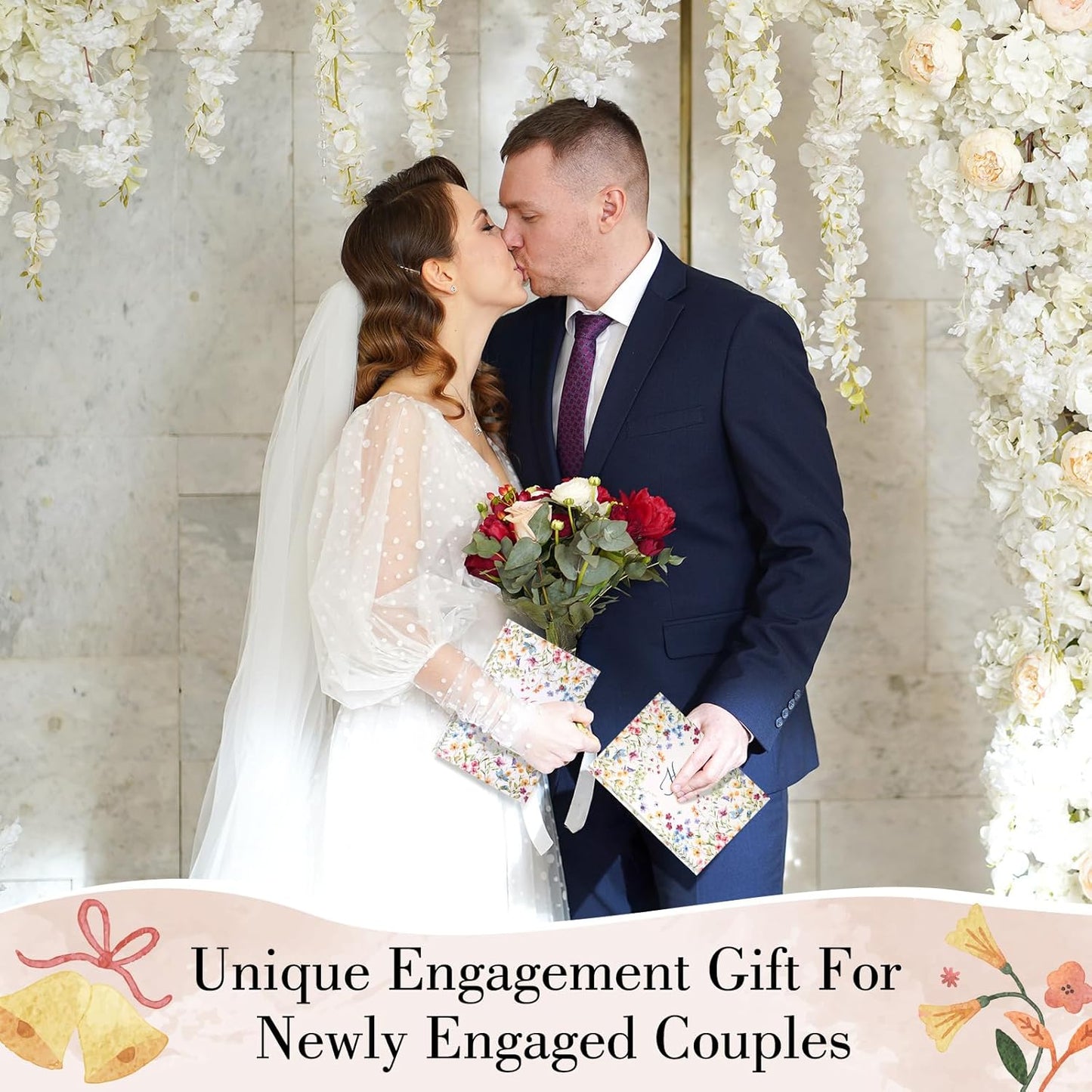 Set of 2 Vow Books His and Hers, Wedding Vow Books (6.06x4.17) Wedding Keepsake Essentials Elegant Bridal Shower Ceremony Gift Elopement Essentials (Colorful,Wildflowers)