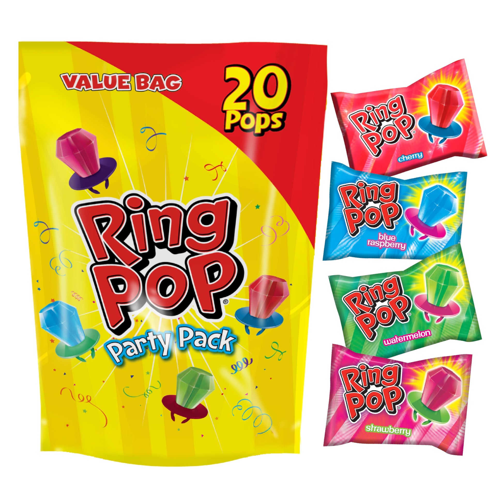 Ring Pop Lollipops - Bulk Candy Individually Wrapped Suckers Variety