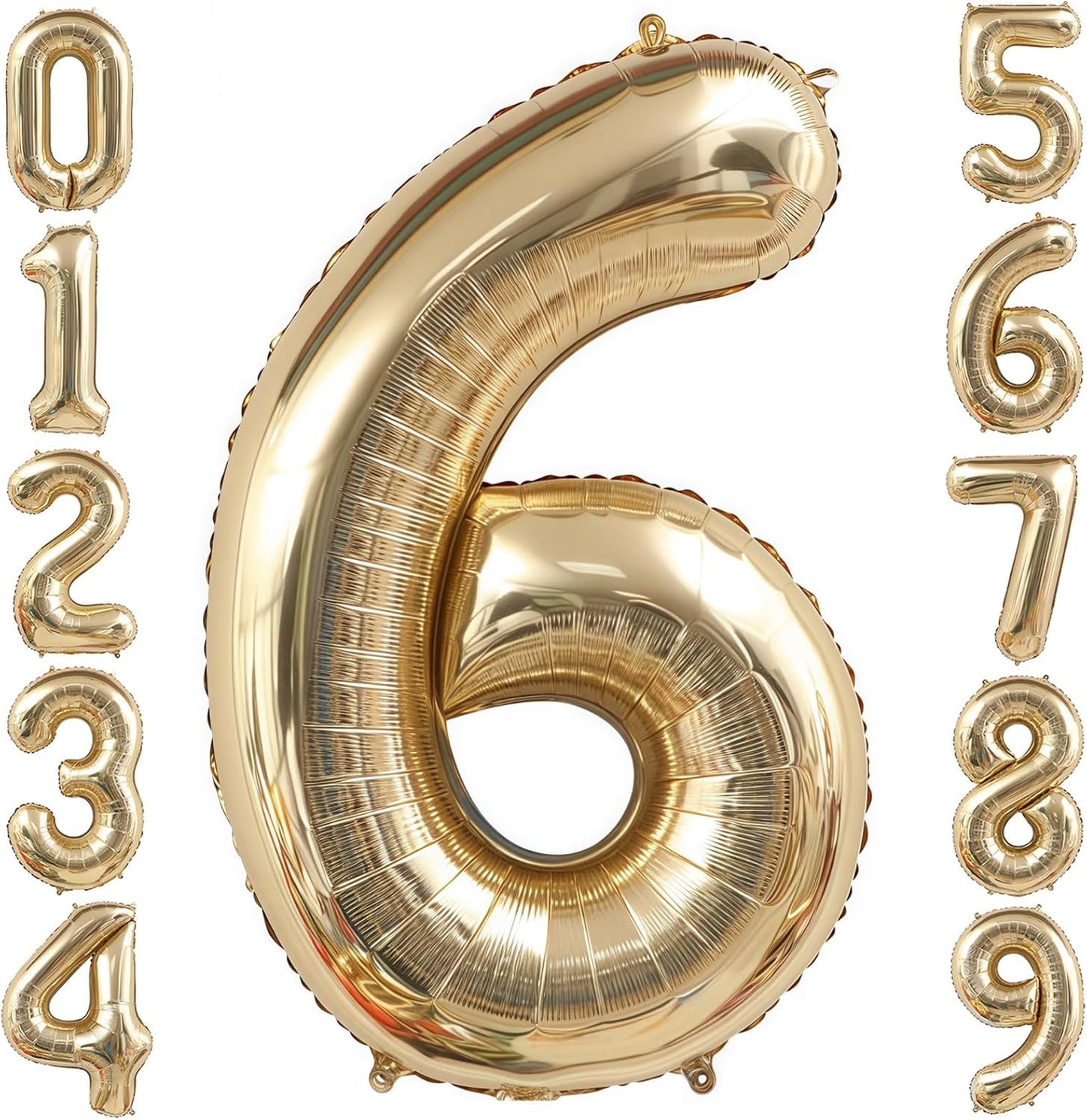 Champagne Gold 6 Balloon,40 Inch Light Gold Number 6 Balloon Big Foil Mylar Helium 6 Balloon for Birthday Party