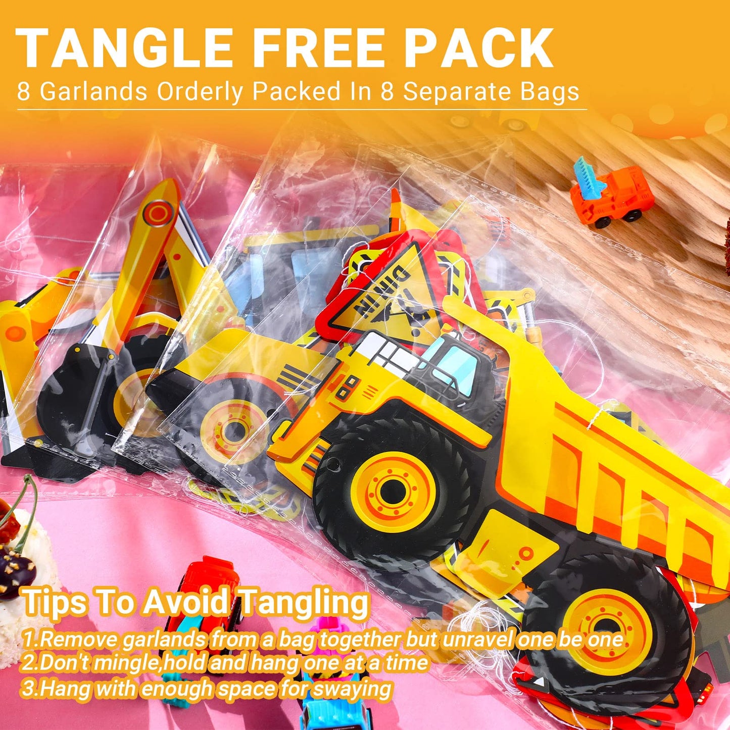 Faccito 8 Packs Back to School Construction decor Traffic Garland Banner