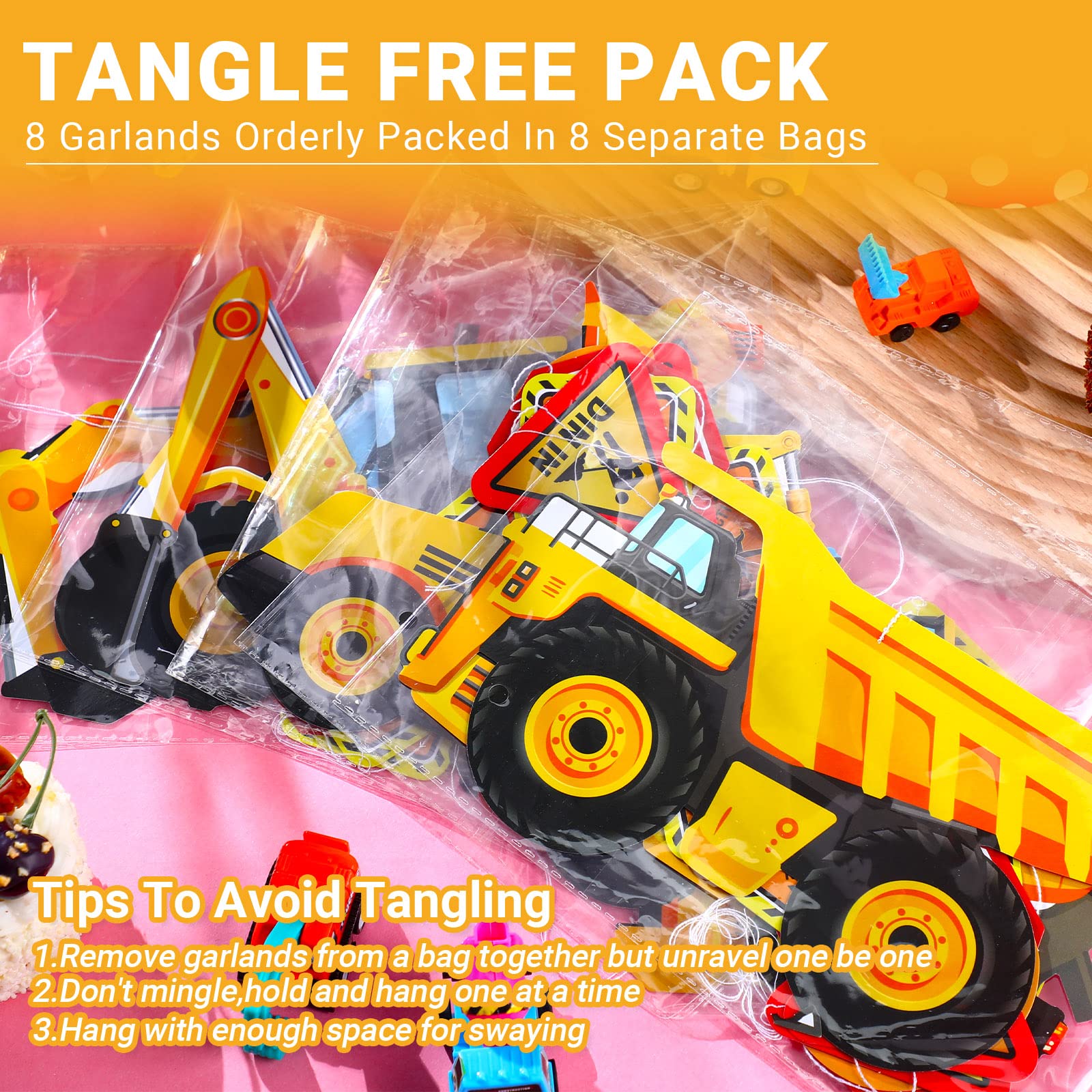 Faccito 8 Packs Back to School Construction decor Traffic Garland Banner