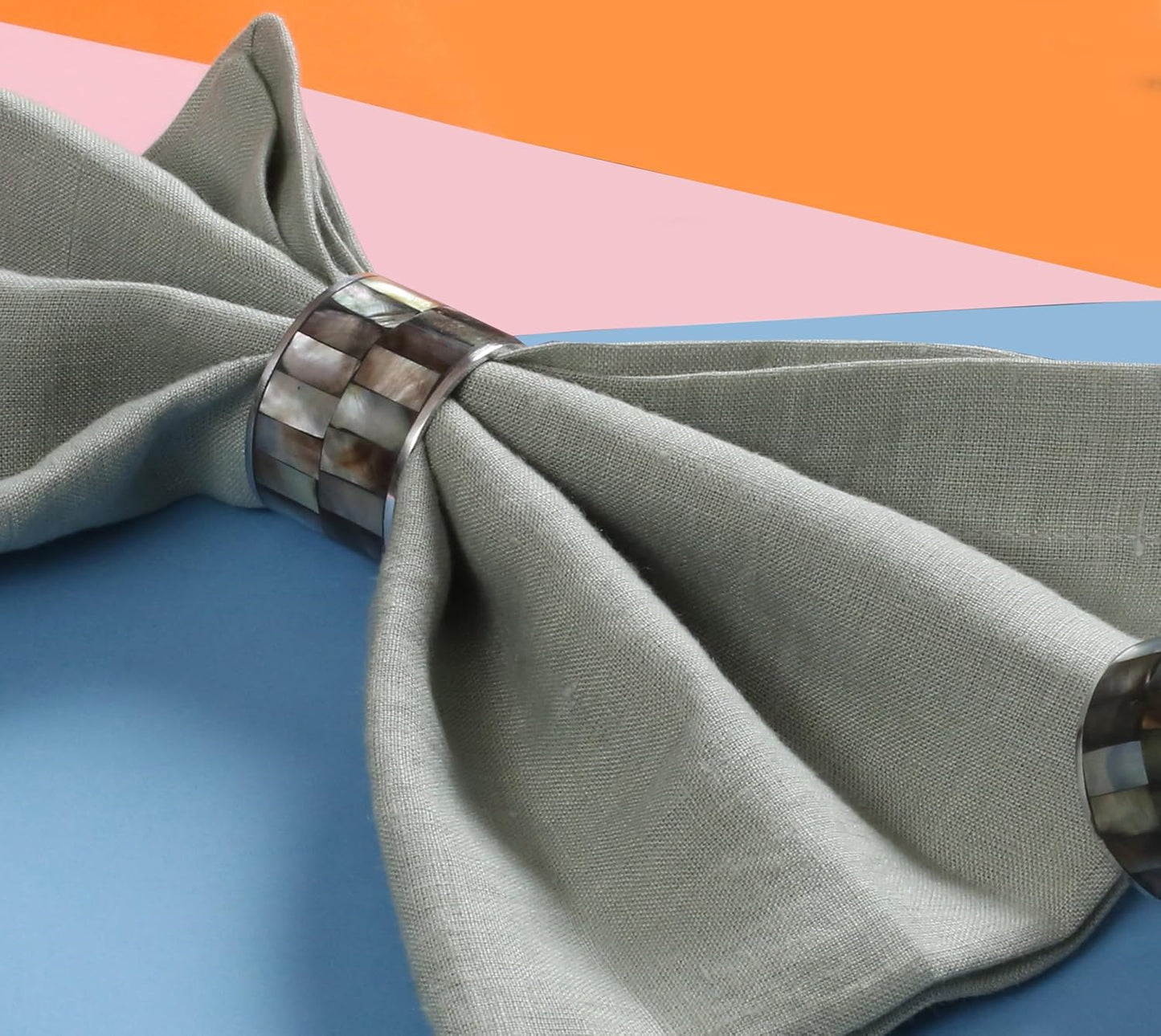 Napkin Rings Set of 8 for Dining Table Decoration Parties Everyday Metal Napkin Holder Napkin Rings for Dinner Table Decor, Wedding, Banquet, Party - Wenge Silver