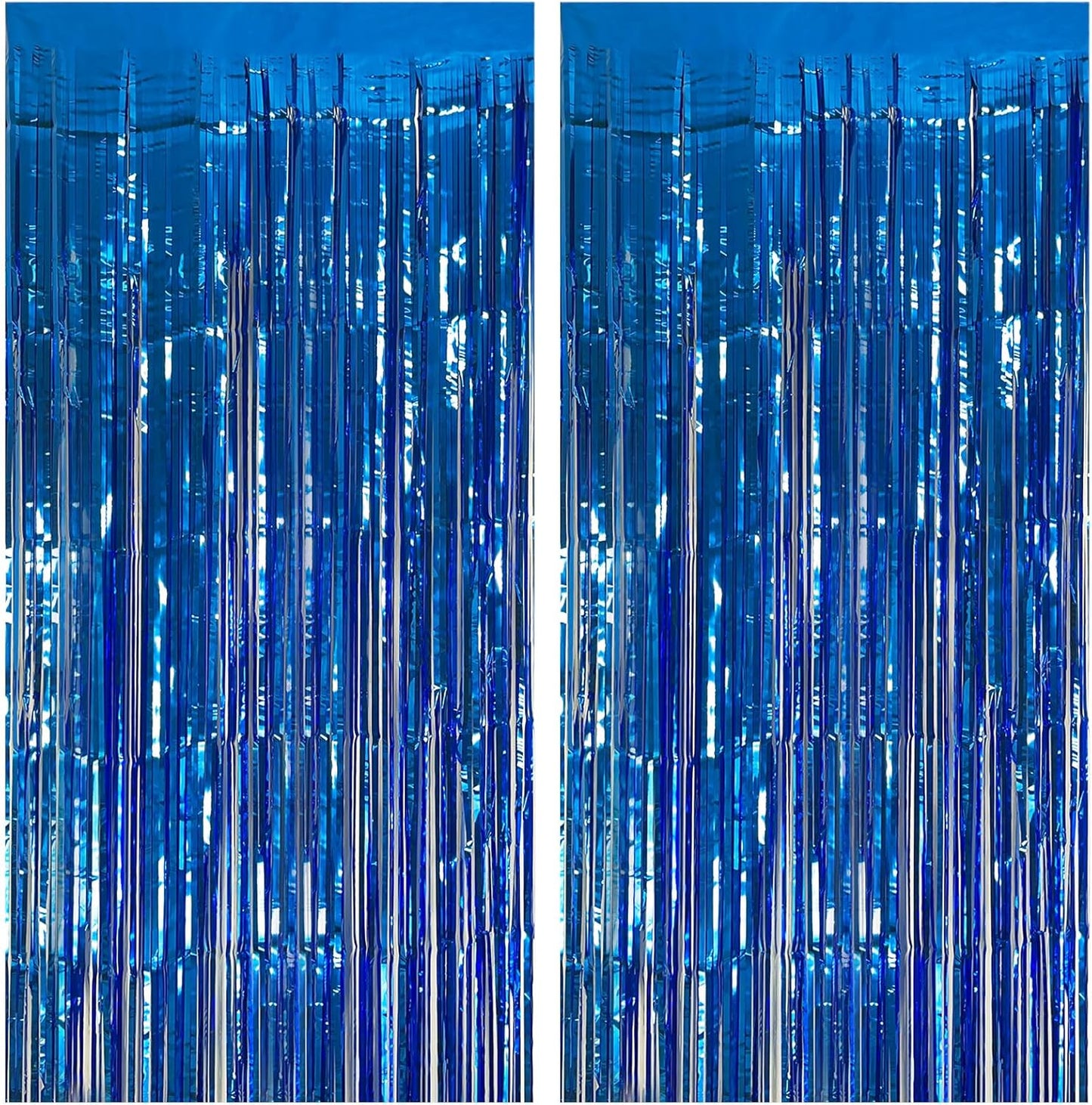 2 Pack Blue Party Decorations Ocean Party Decor Supplies Blue Party Streamers Birthday Decorations Tinsel Foil Fringe Curtains Photo Booth Props Celebration Decorations