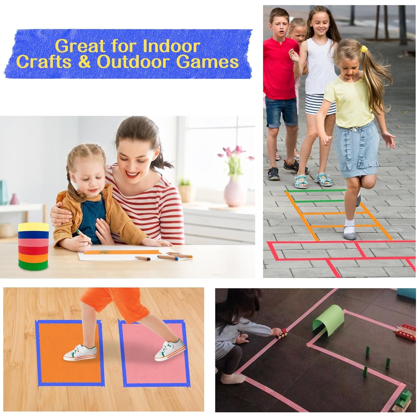 SWRT Colored Masking Tape 6-Pack, 0.7 Inch x 16 Yards Each Roll Rainbow Painter?™s Tape Set for Arts, Crafts, Labeling & Teacher ??Easy Tear, Residue-Free, Vibrant Colors