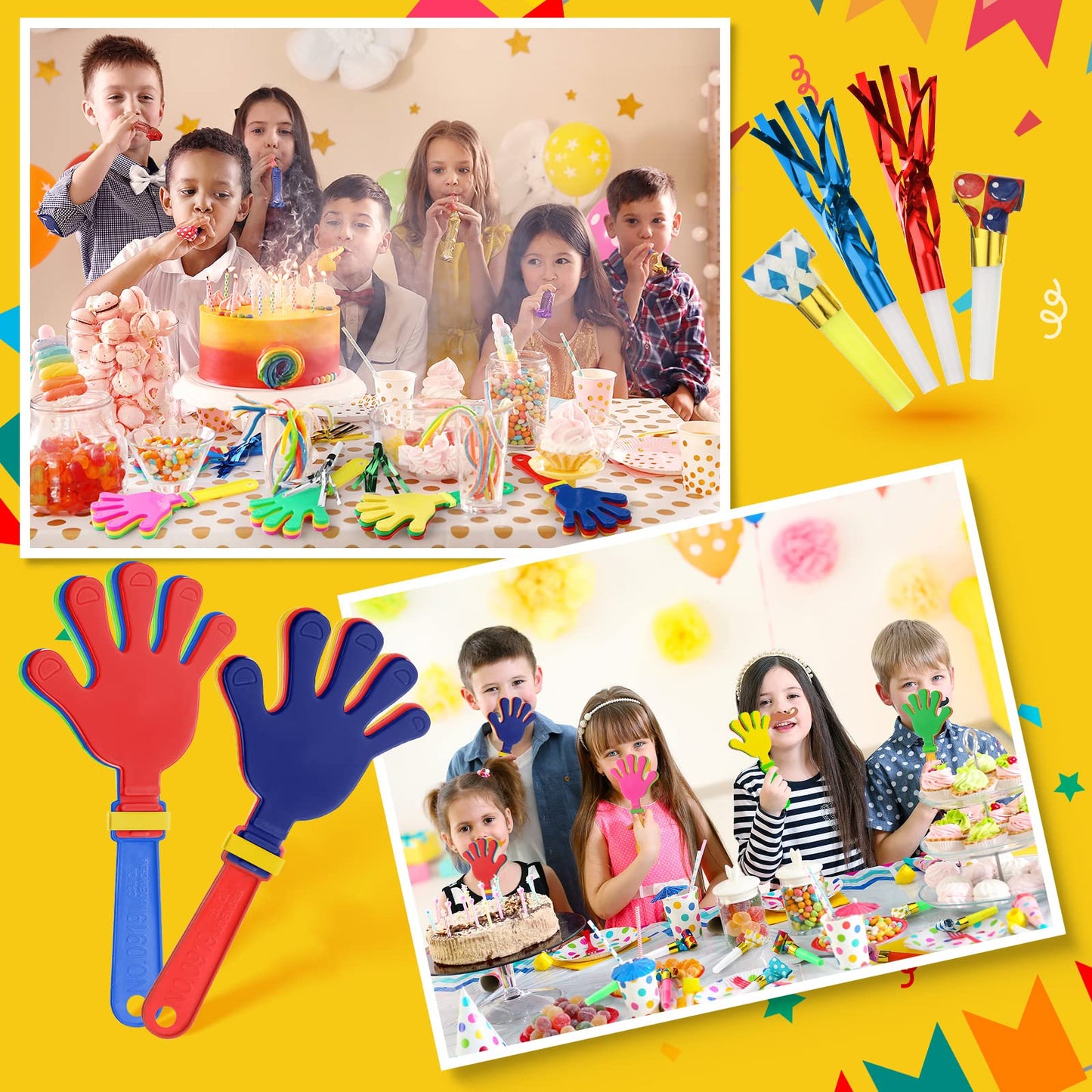 Yunsailing 112 Pcs Noise Makers Bulk, Hand Clappers Party Blowers,112 Pcs