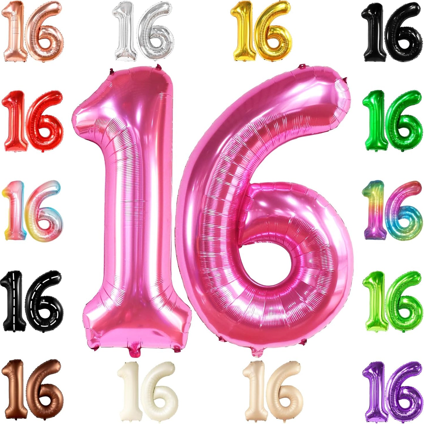 KatchOn, Hot Pink 16 Balloon Numbers - Huge, 40 Inch | Sweet 16 Decorations Hot Pink | Number 16 Balloons, Sweet 16 Party Decorations Pink | 16th Pink Party Decor, 16th Birthday Decorations