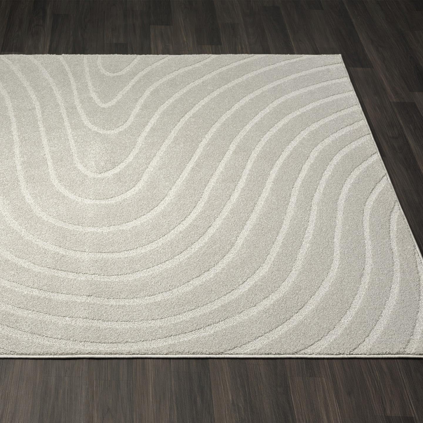 LUXE WEAVERS Modern Geometric Wave Gray 2x8 Area Rug
