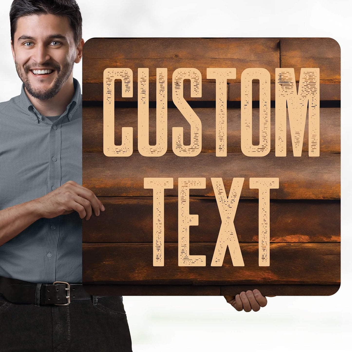 Custom Sign, Custom Street Sign, 11 Font Colors, 13 Font Styles, 4 Hole Options, 22 Sizes, 24x24 Inches, Rust Free DiBound, Fade Resistant, Made in USA by My Sign Center (Vintage Wood)