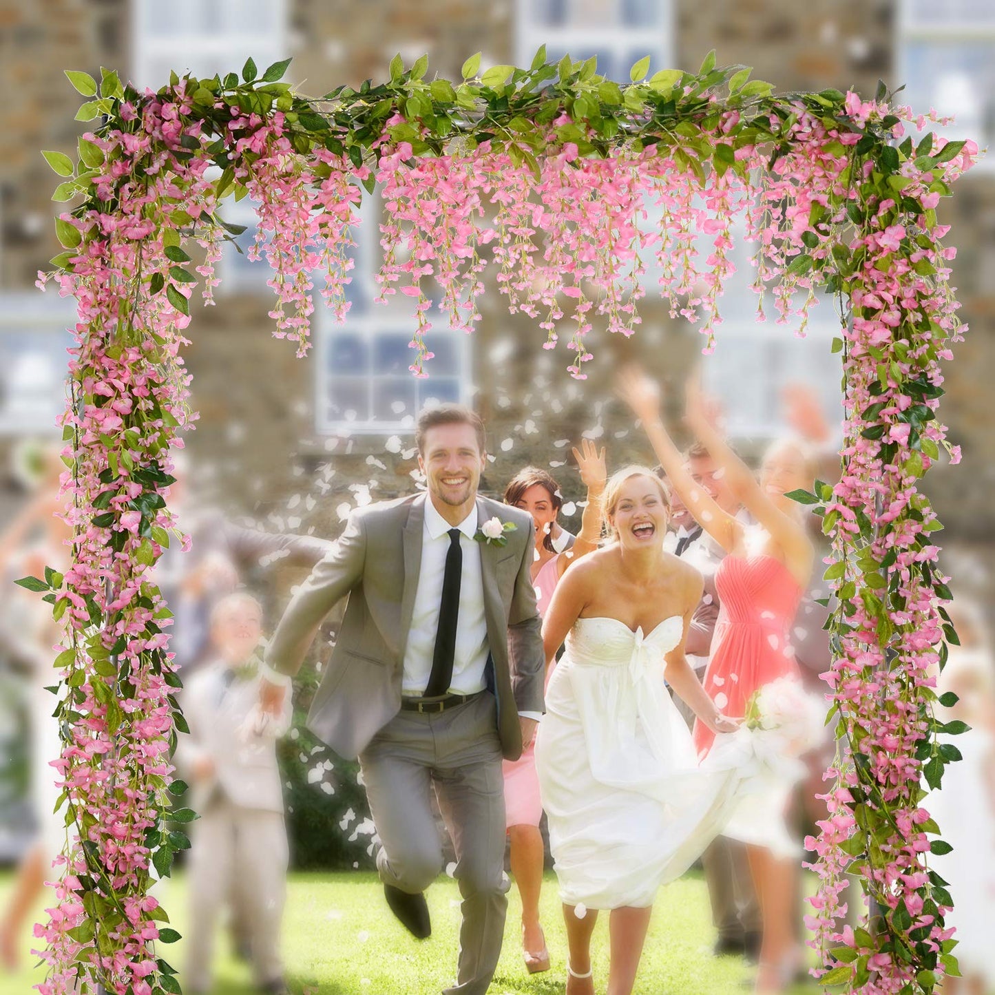 Lvydec Wisteria Artificial Flowers Garland, 4 Pcs Total 28.8ft Artificial Wisteria Vine Silk