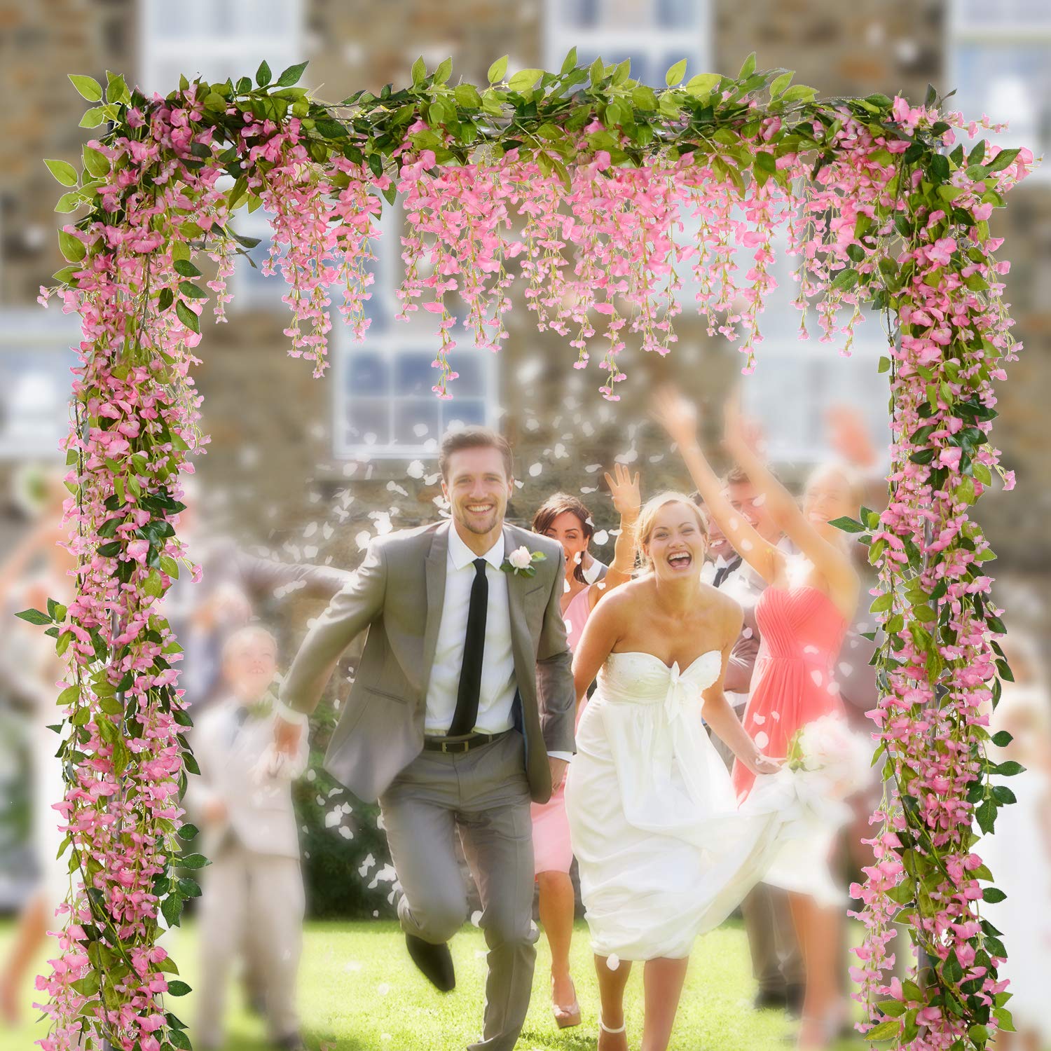 Lvydec Wisteria Artificial Flowers Garland, 4 Pcs Total 28.8ft Artificial Wisteria Vine Silk