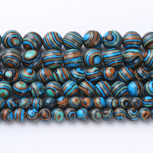 Blue Peacock Turquoise Stone Beads Gemstone Round Crystal Energy Jade Beads Stone Beads for Jewelry Making DIY Bracelet Necklace Jewelry Making 1 Strand 15.5inch 4MM